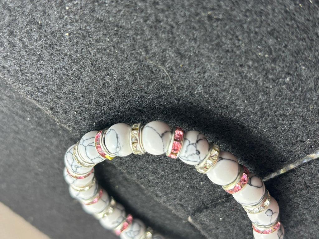 How Lite Beaded Bracelet with Pink Rhinestones