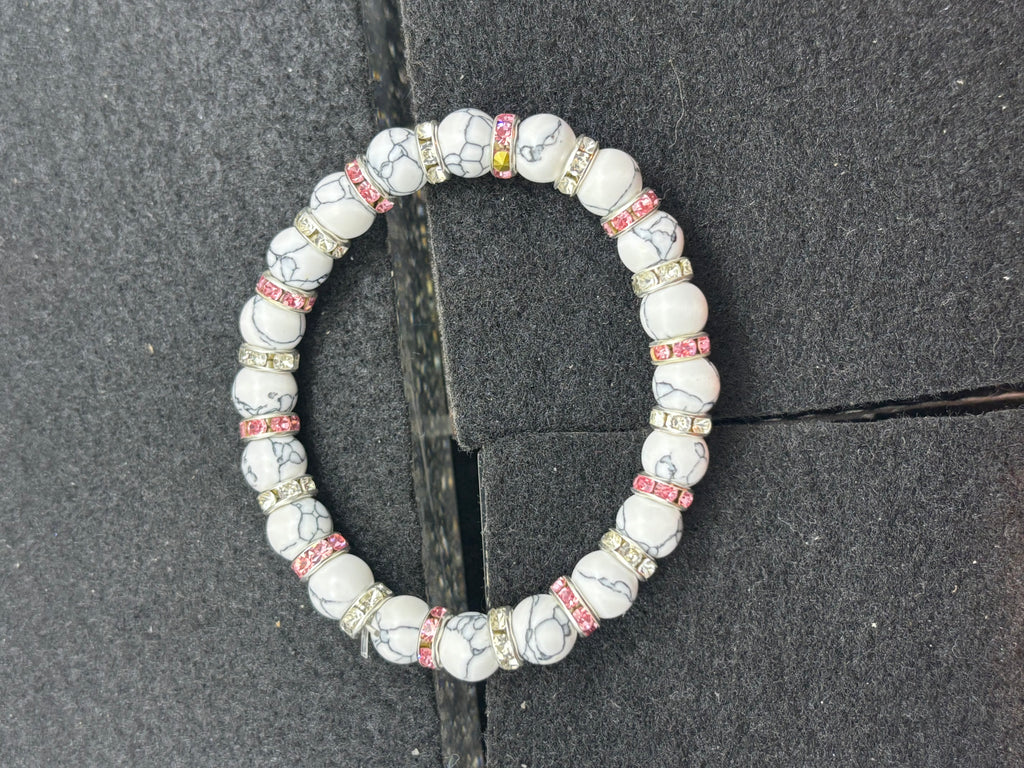 How Lite Beaded Bracelet with Pink Rhinestones