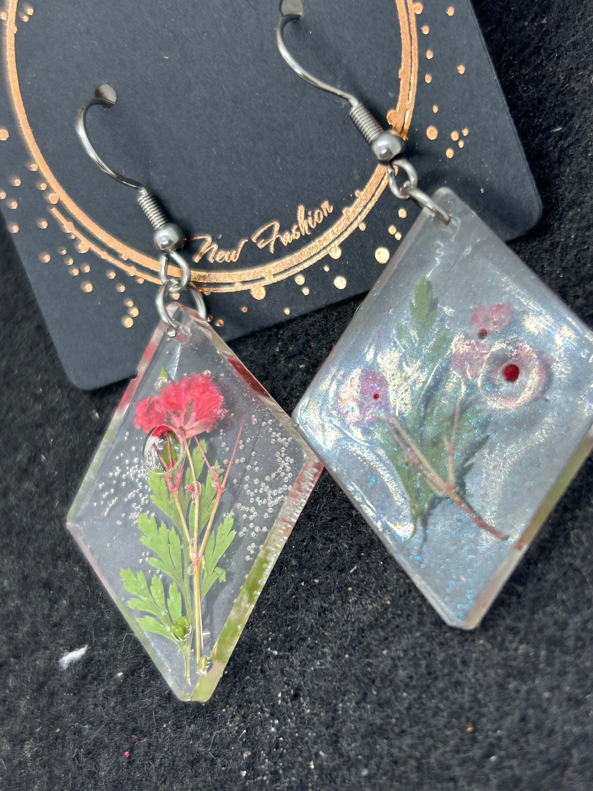Dried Red Flower Earrings