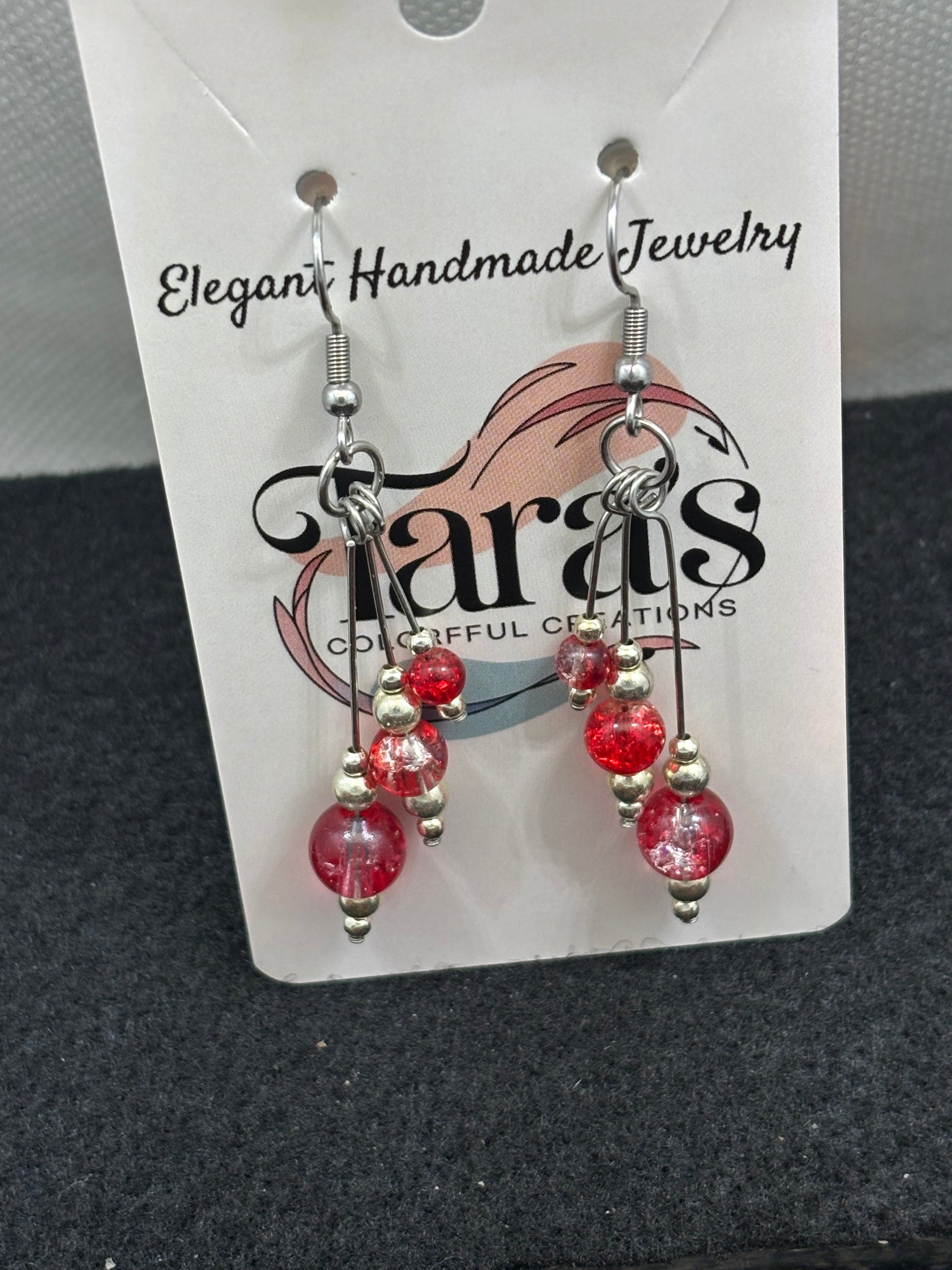 Red Beaded Earrings