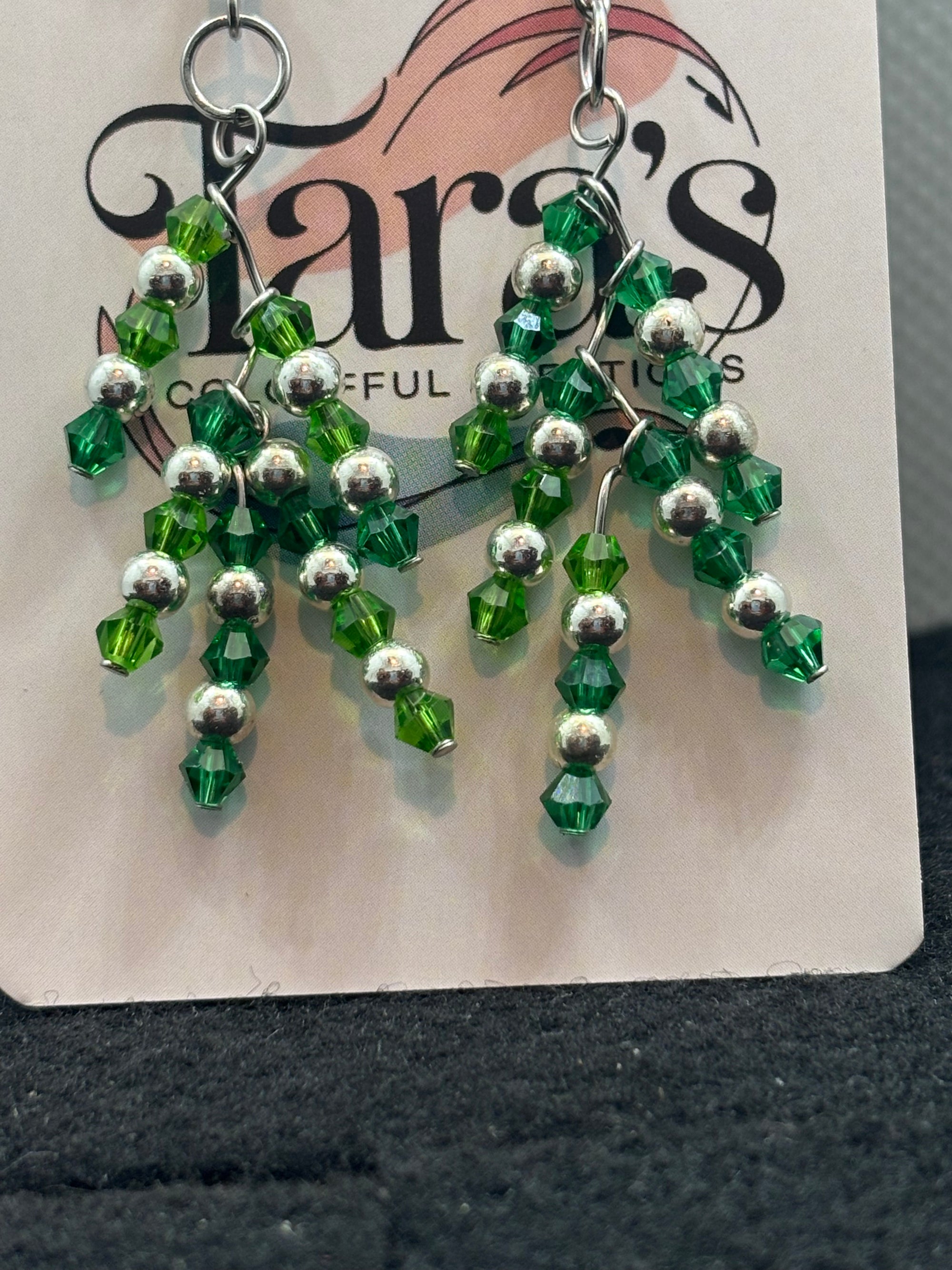 Green and Silver Earrings