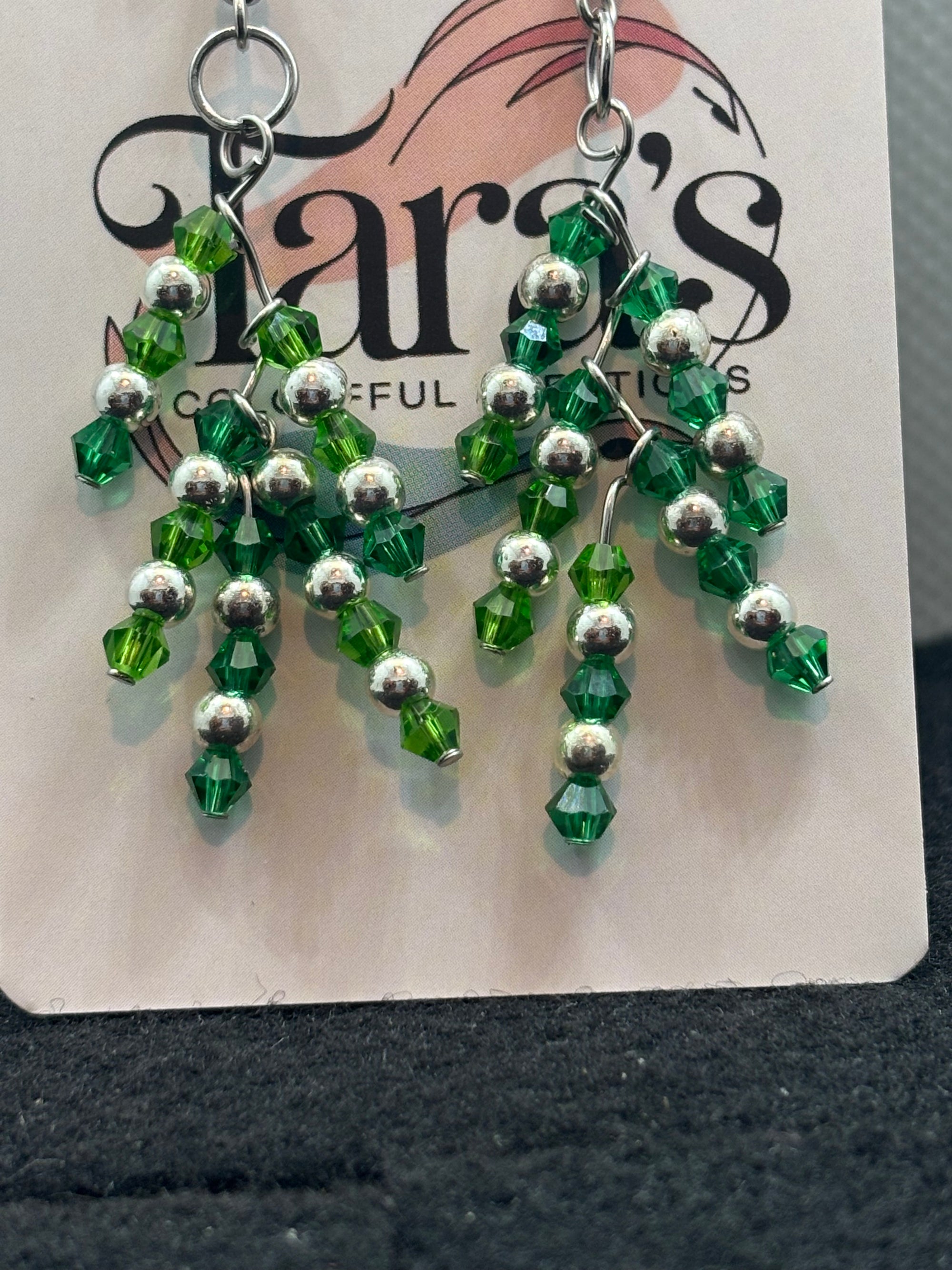 Green and Silver Earrings