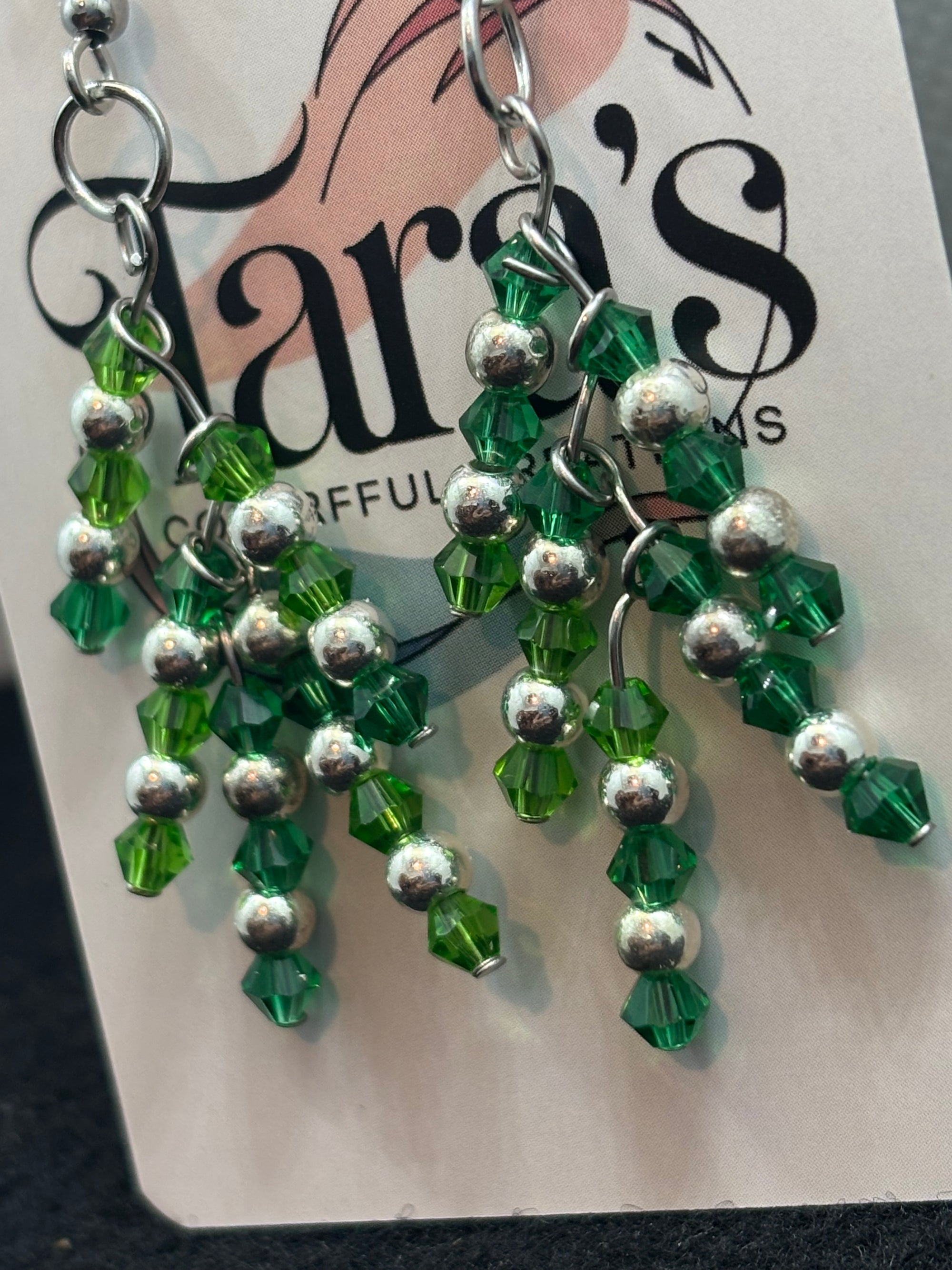 Green and Silver Earrings