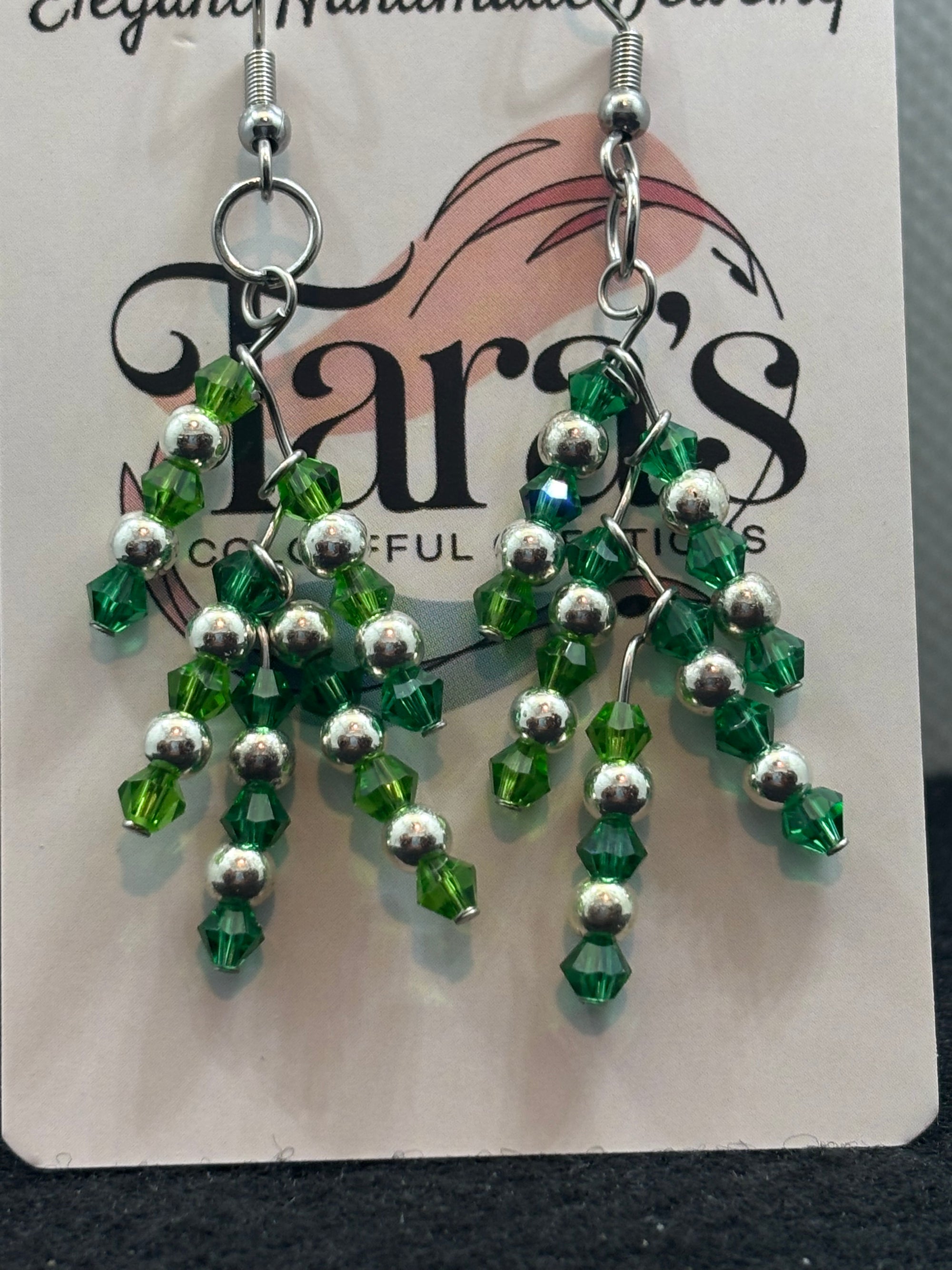 Green and Silver Earrings