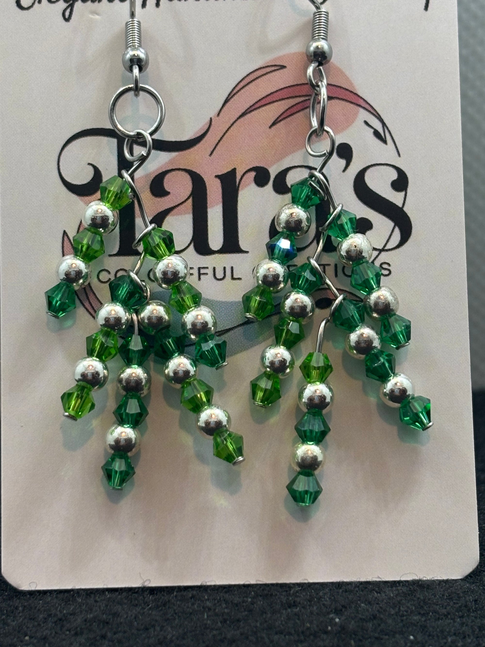 Green and Silver Earrings