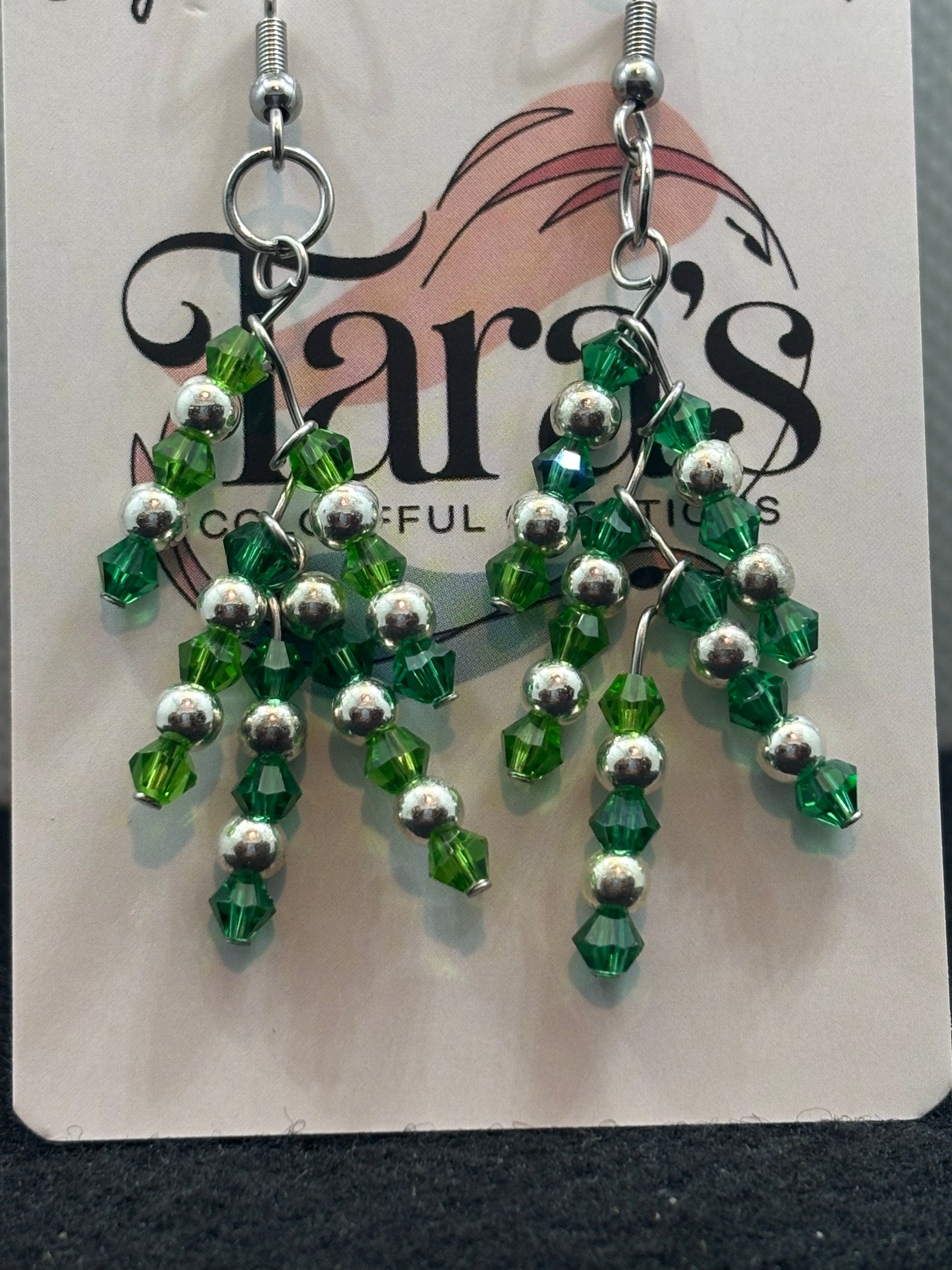 Green and Silver Earrings