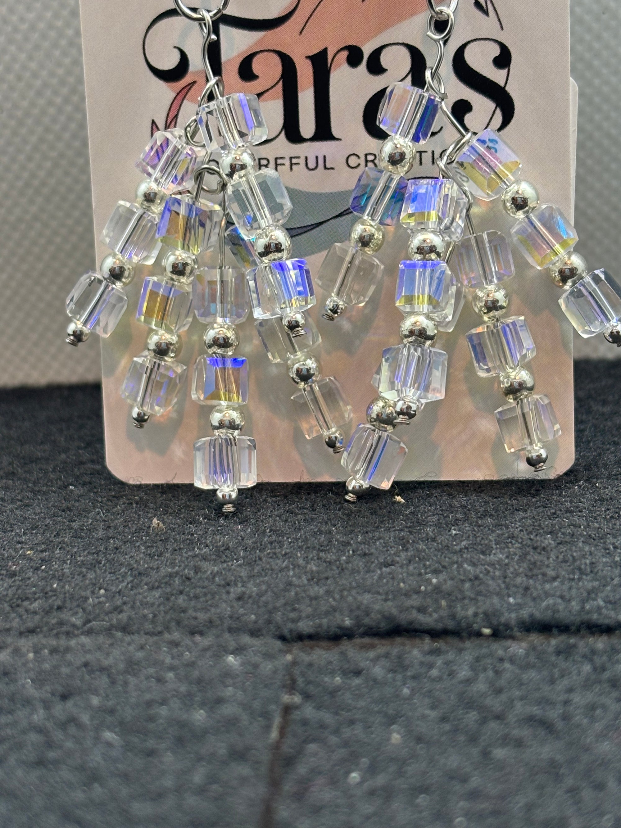 Glass and Silver staggard Earrings