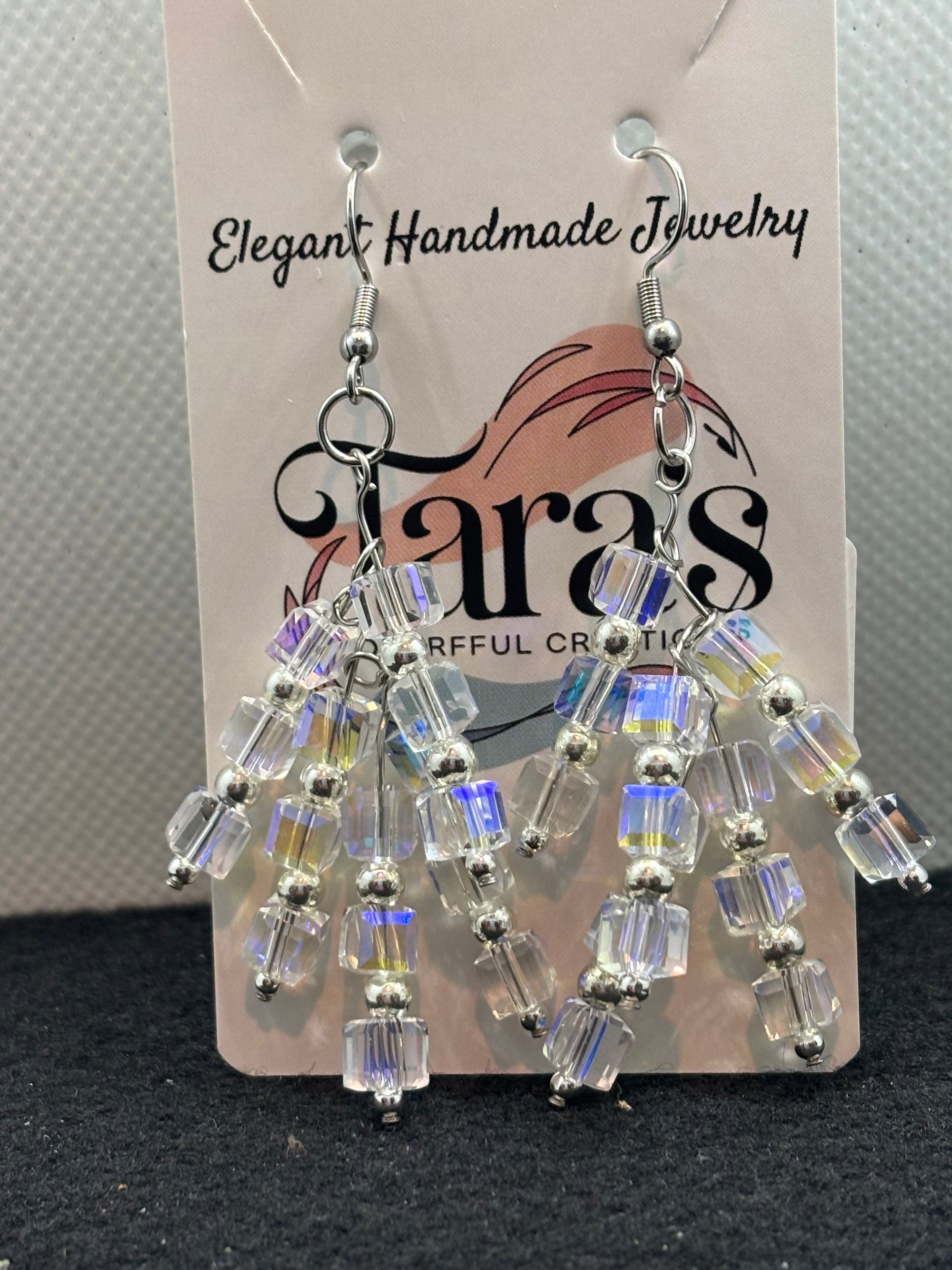 Glass and Silver staggard Earrings