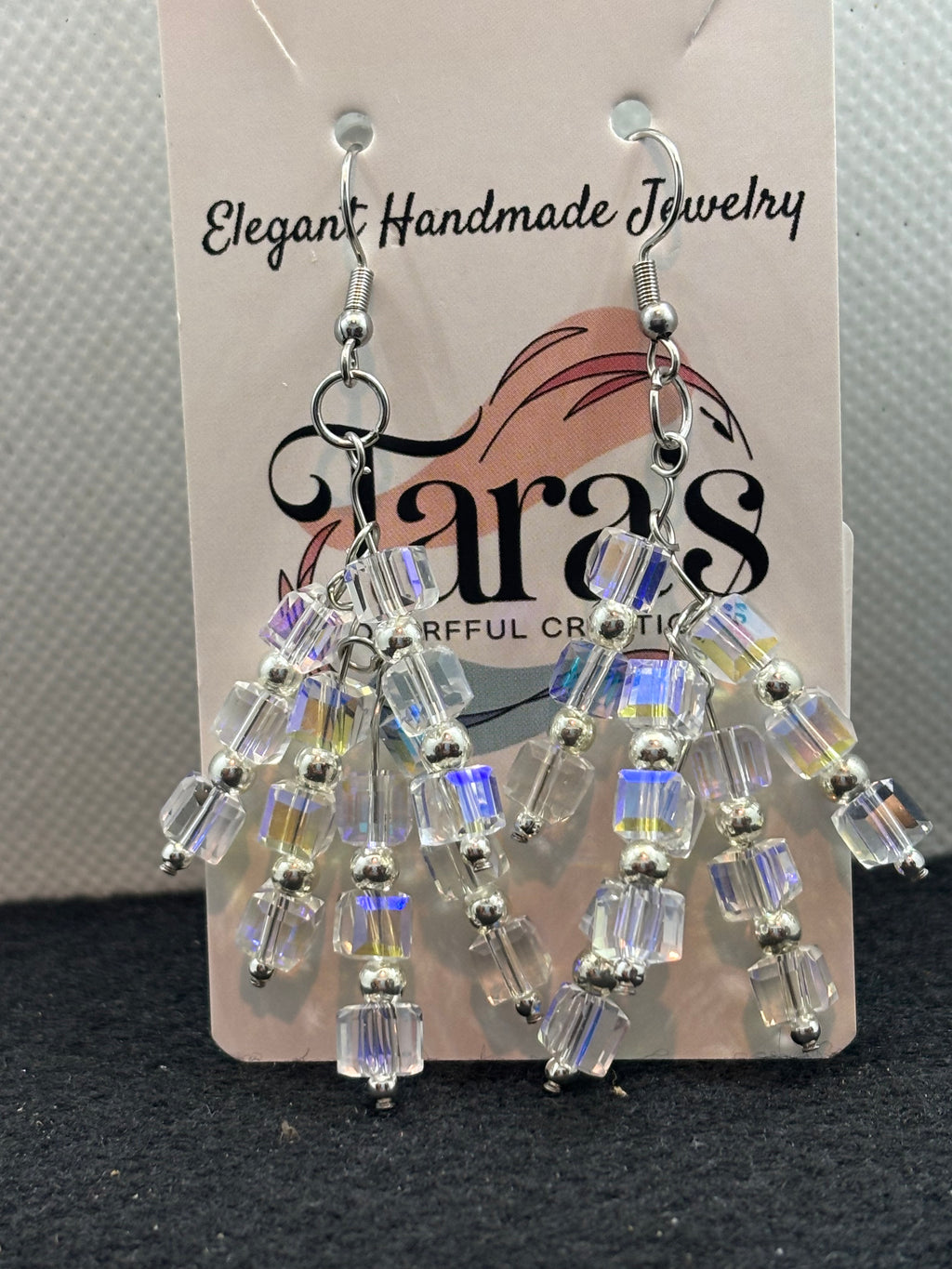 Glass and Silver staggard Earrings