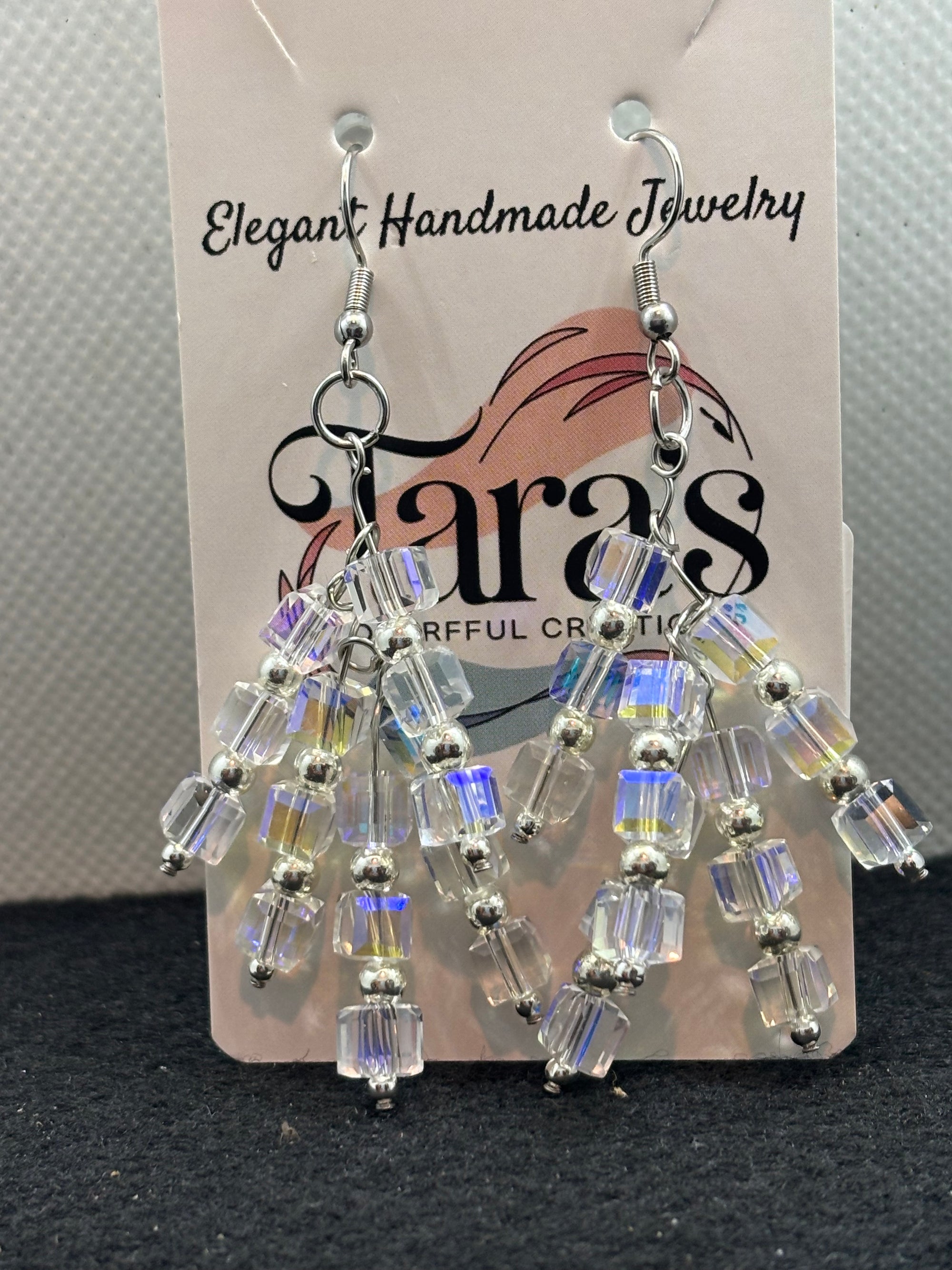 Glass and Silver staggard Earrings