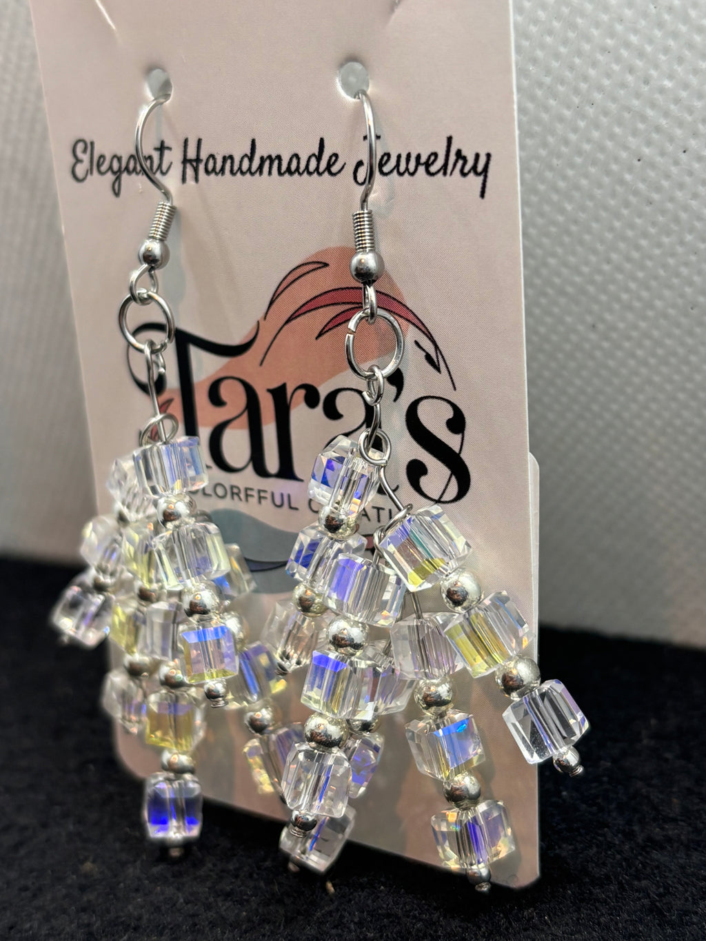 Glass and Silver staggard Earrings