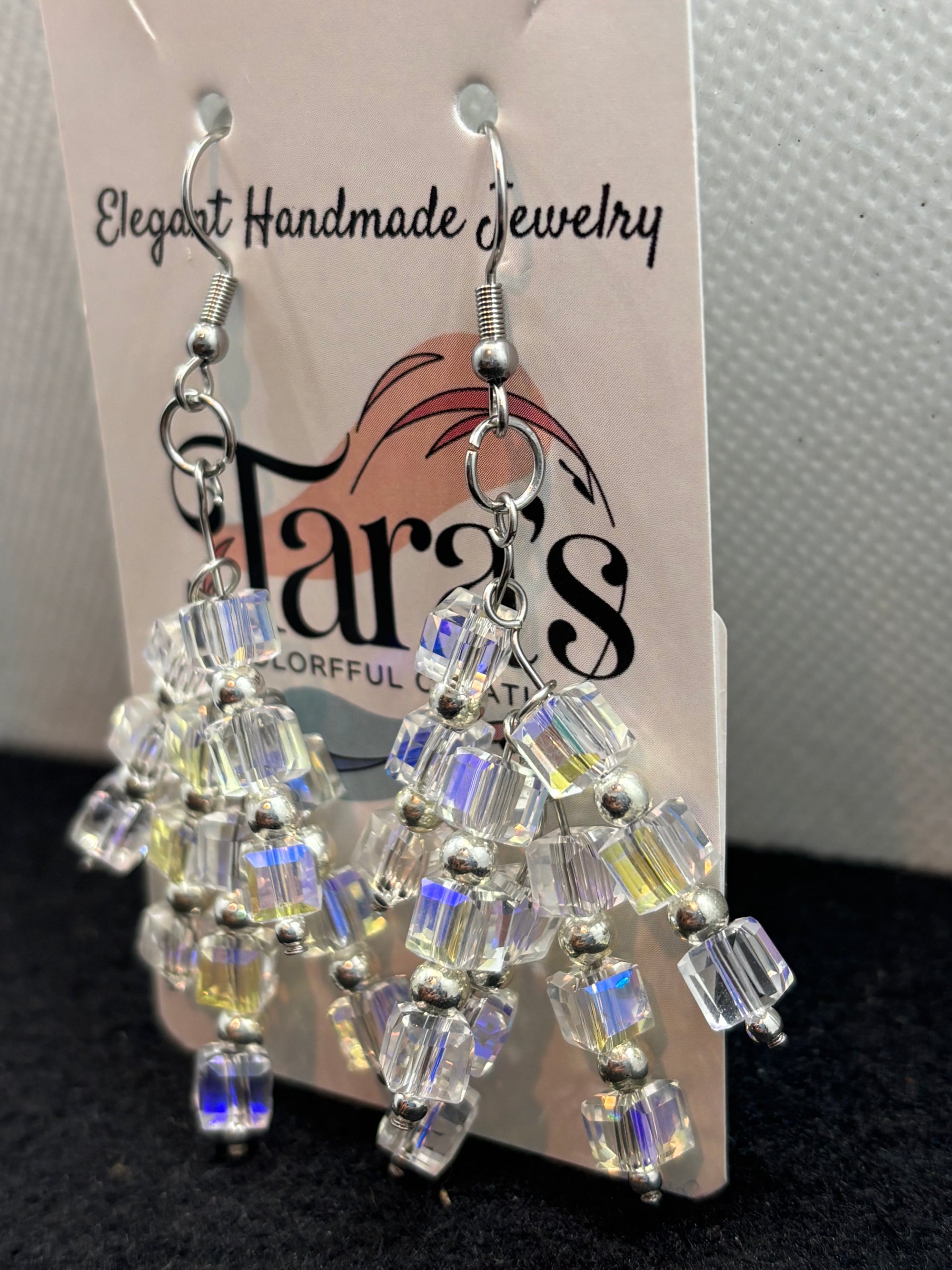 Glass and Silver staggard Earrings