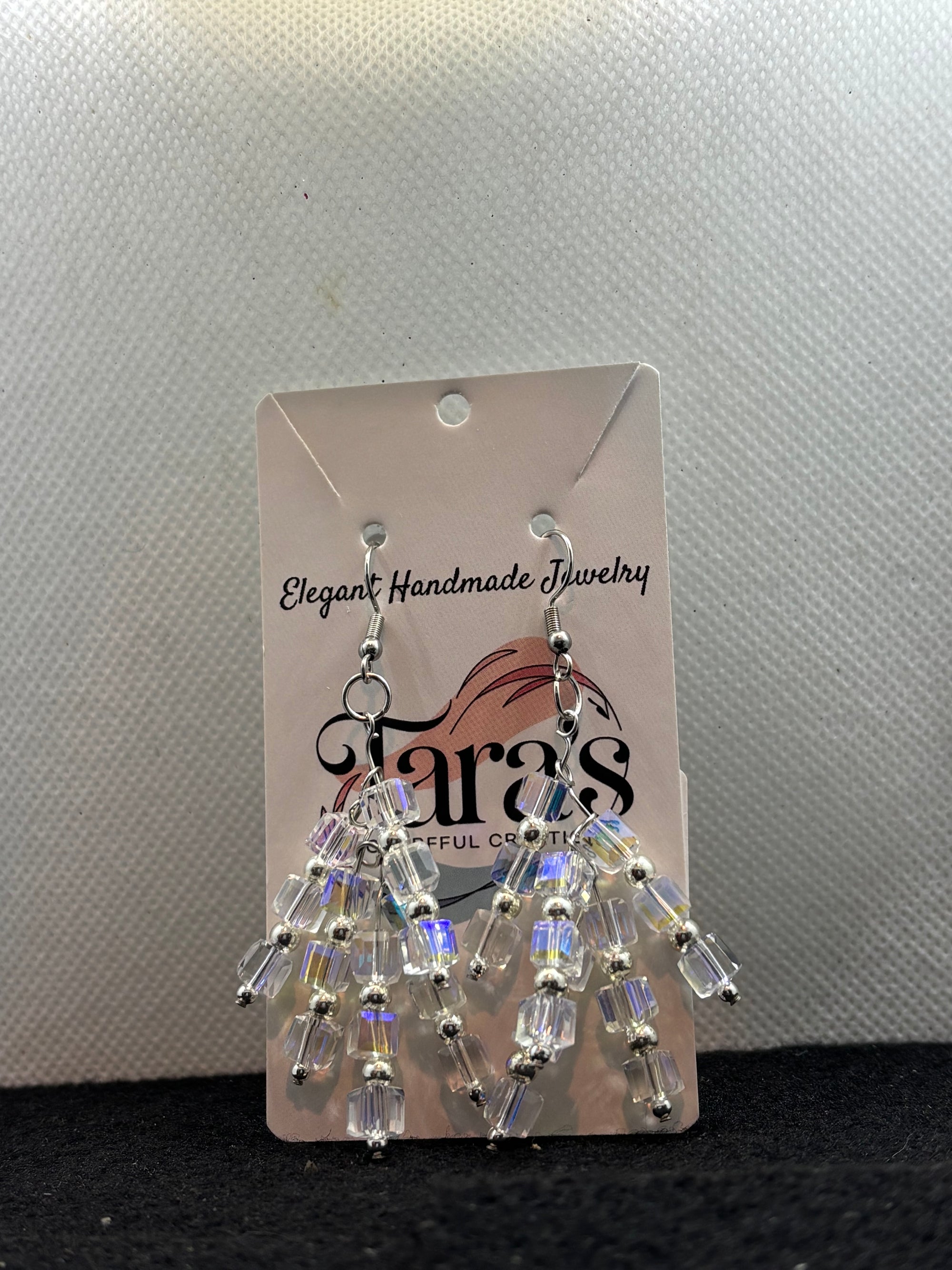 Glass and Silver staggard Earrings