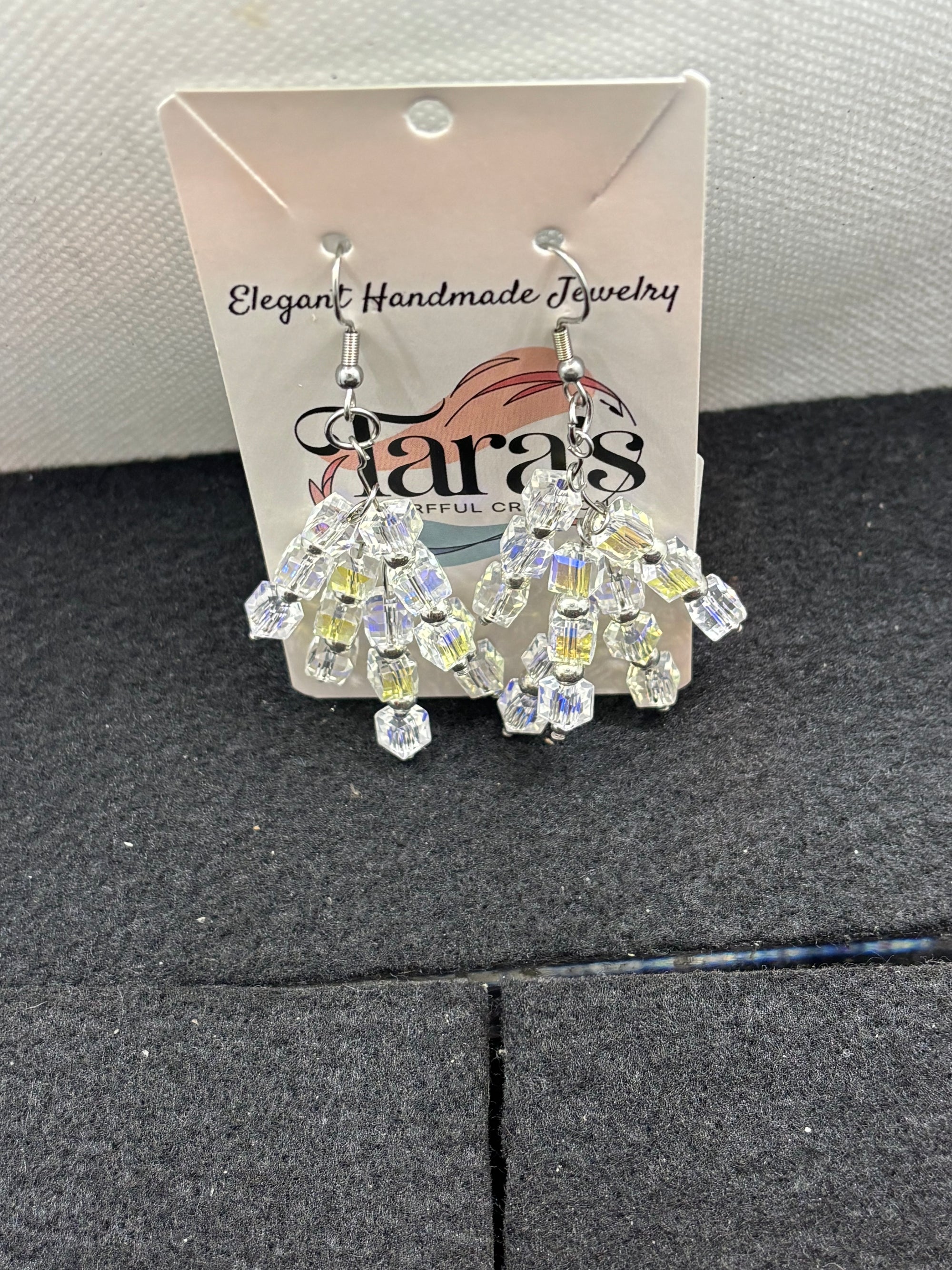 Glass and Silver staggard Earrings