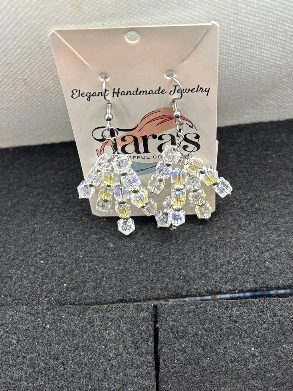 Glass and Silver staggard Earrings