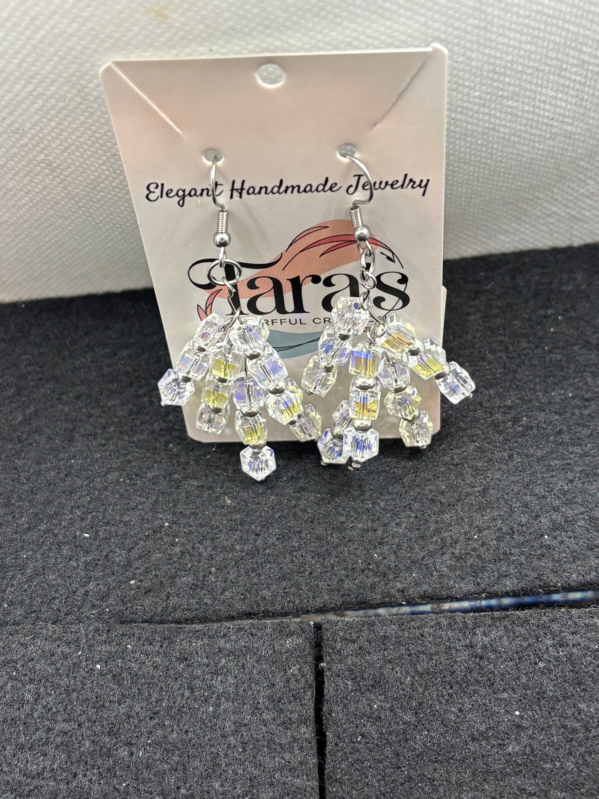 Glass and Silver staggard Earrings