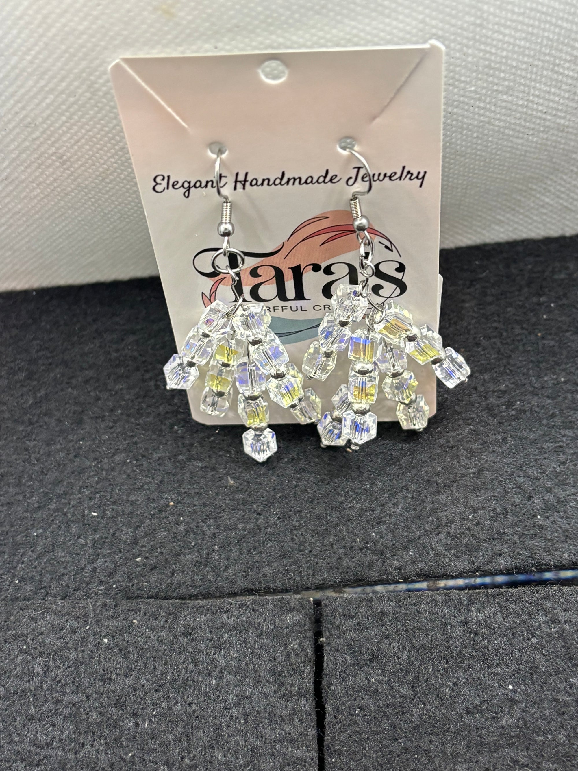 Glass and Silver staggard Earrings
