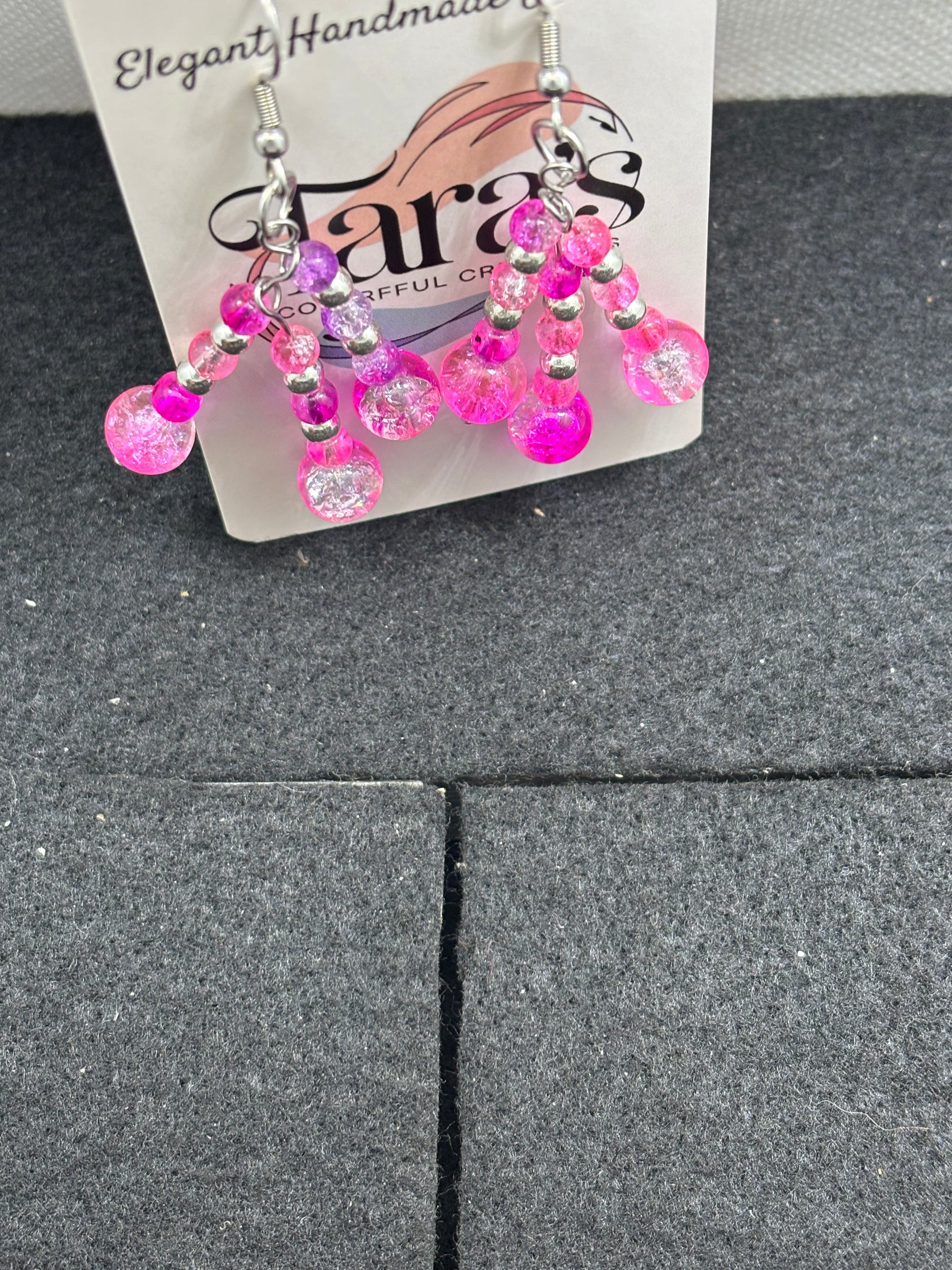 Pink and Silver Staggard Earrings