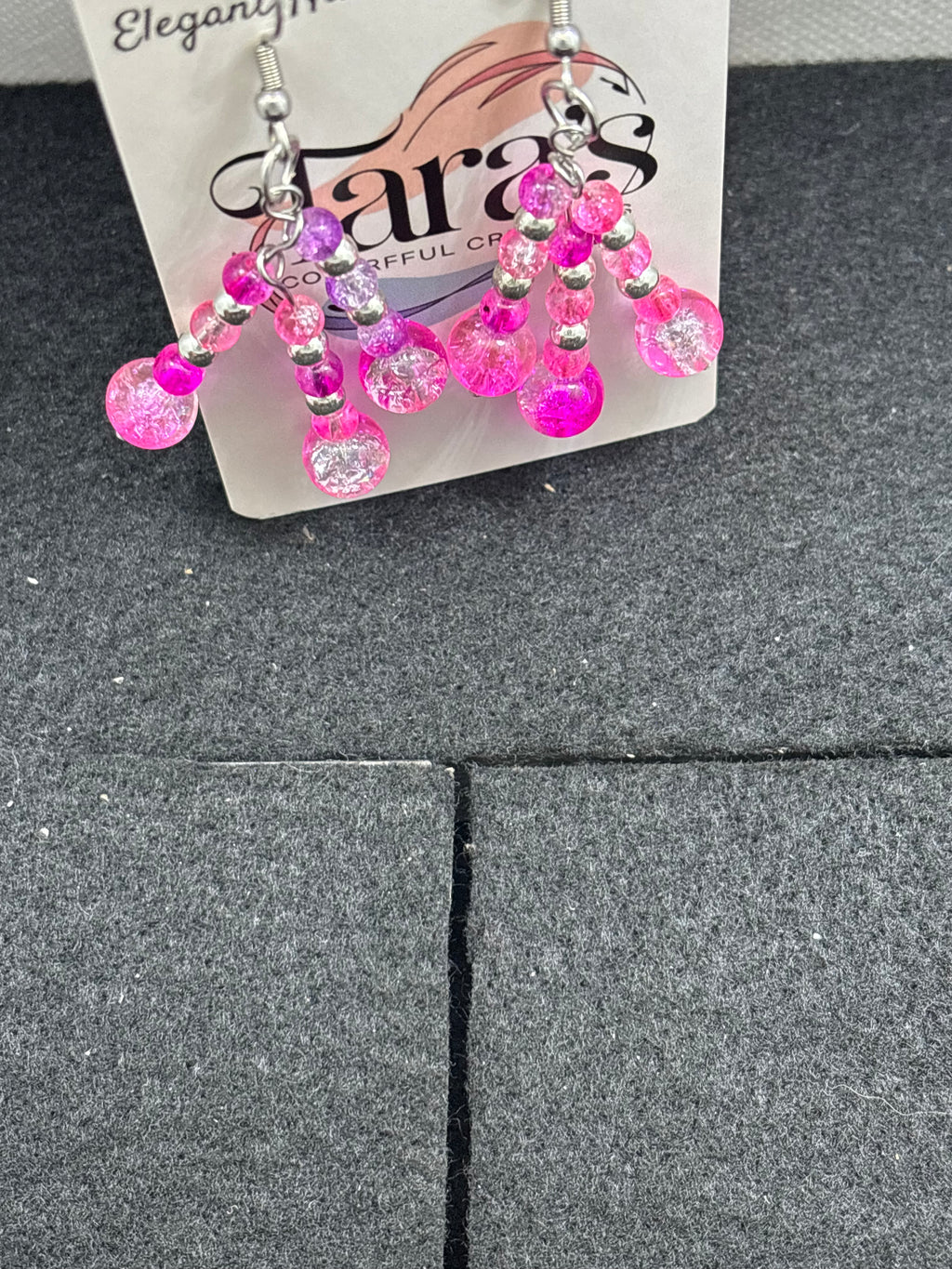 Pink and Silver Staggard Earrings