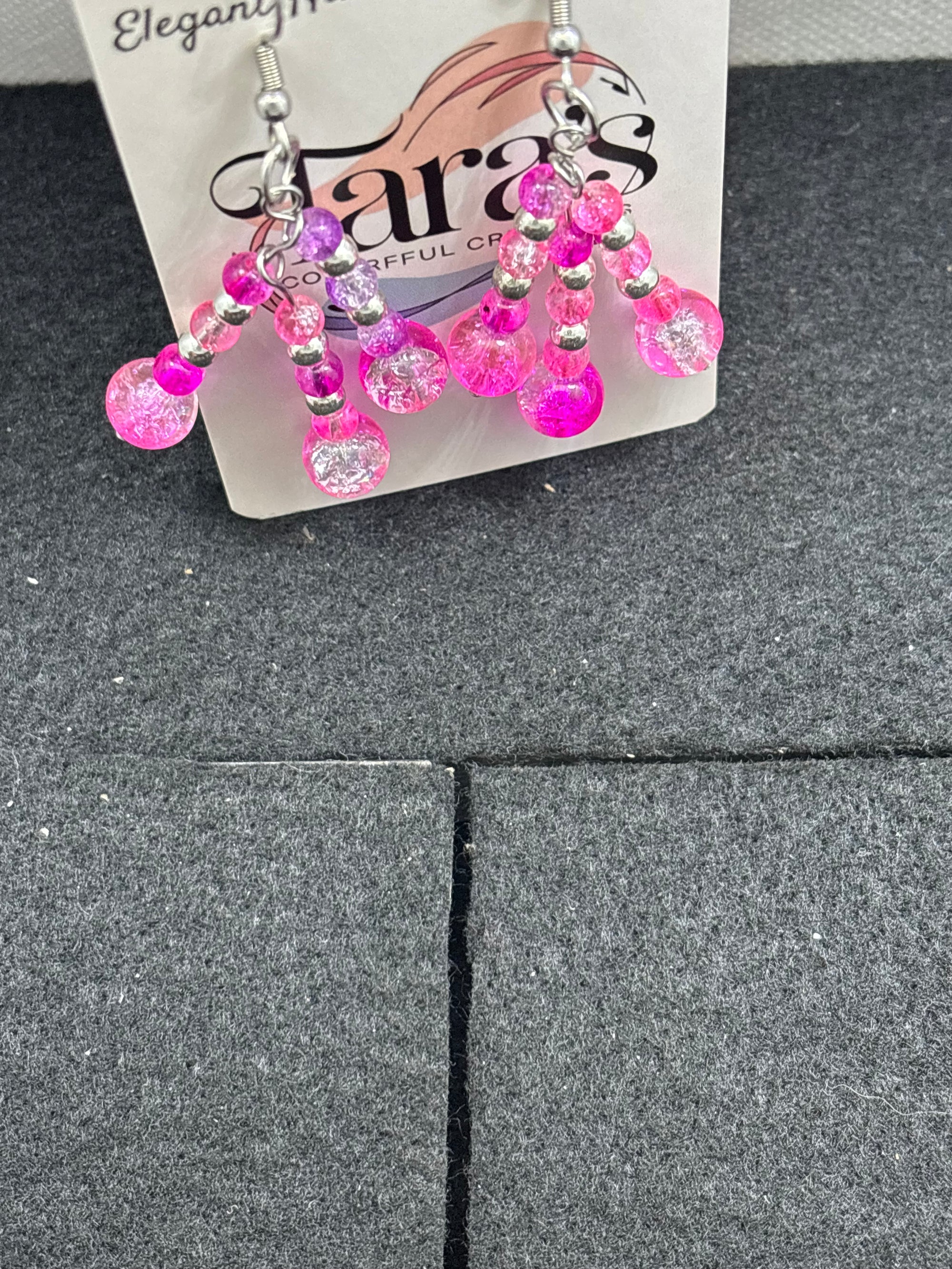 Pink and Silver Staggard Earrings