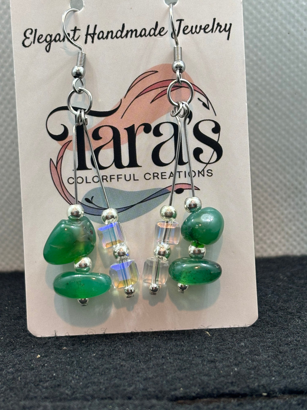 Double Jade and Double Glass Earrings