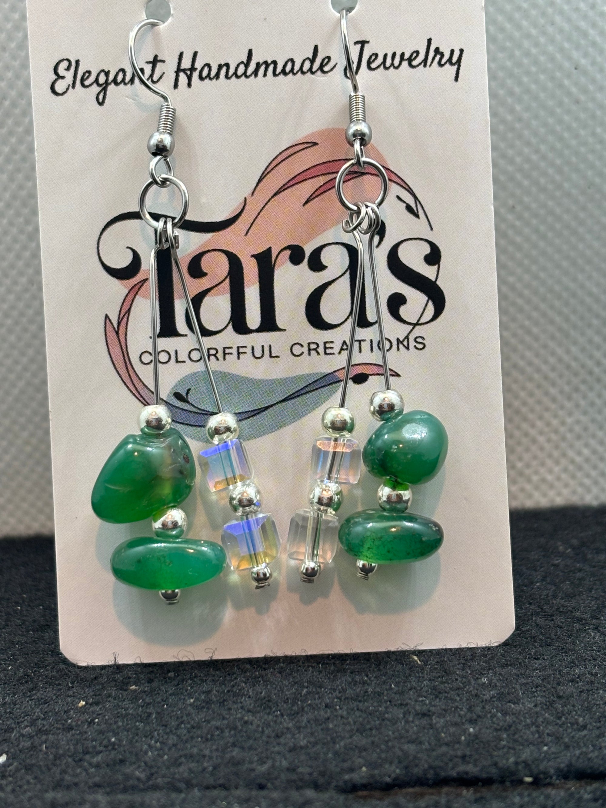 Double Jade and Double Glass Earrings