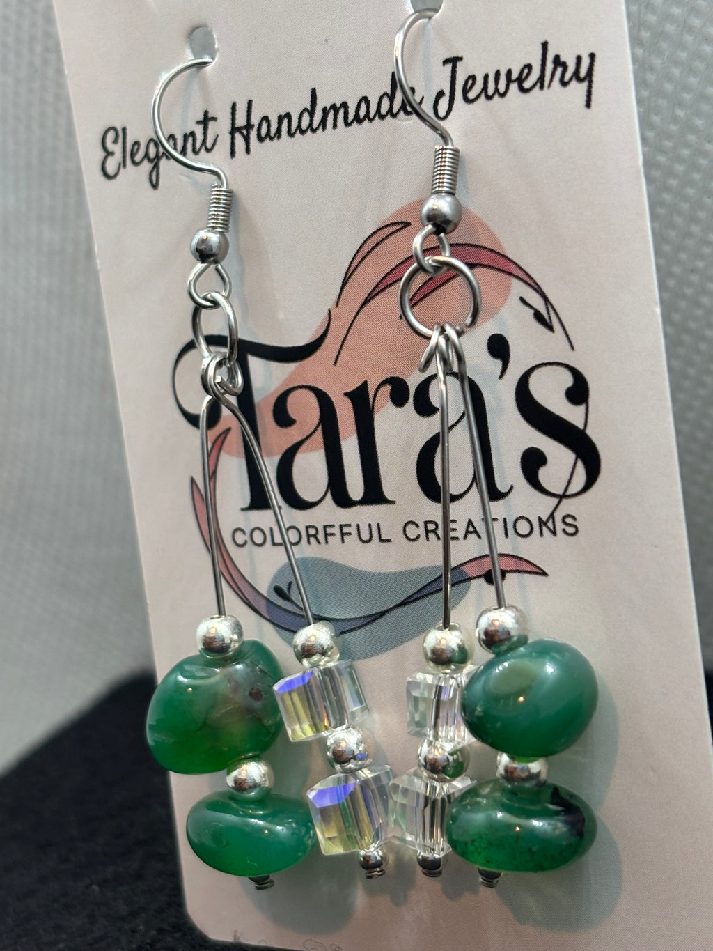 Double Jade and Double Glass Earrings
