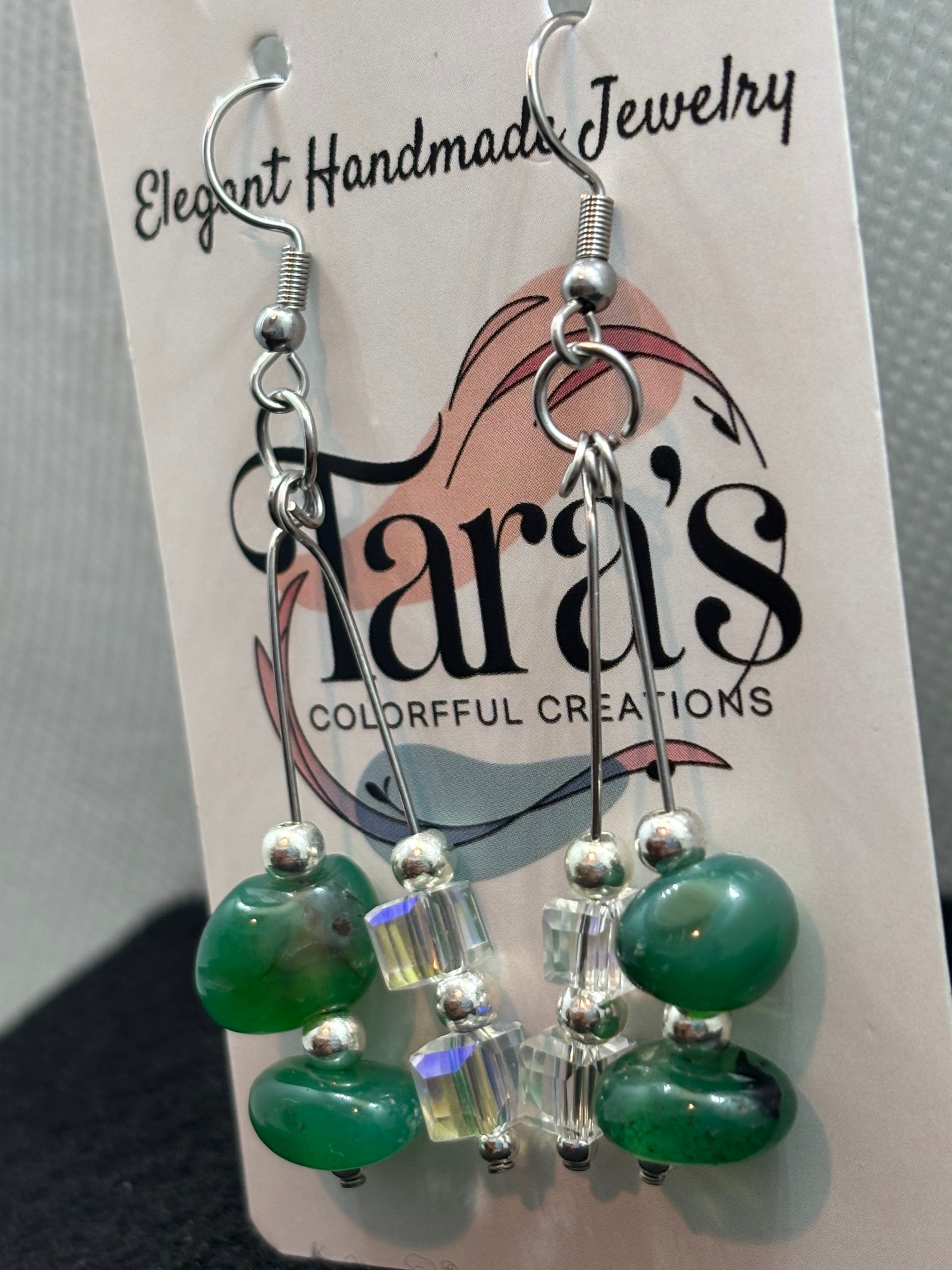 Double Jade and Double Glass Earrings