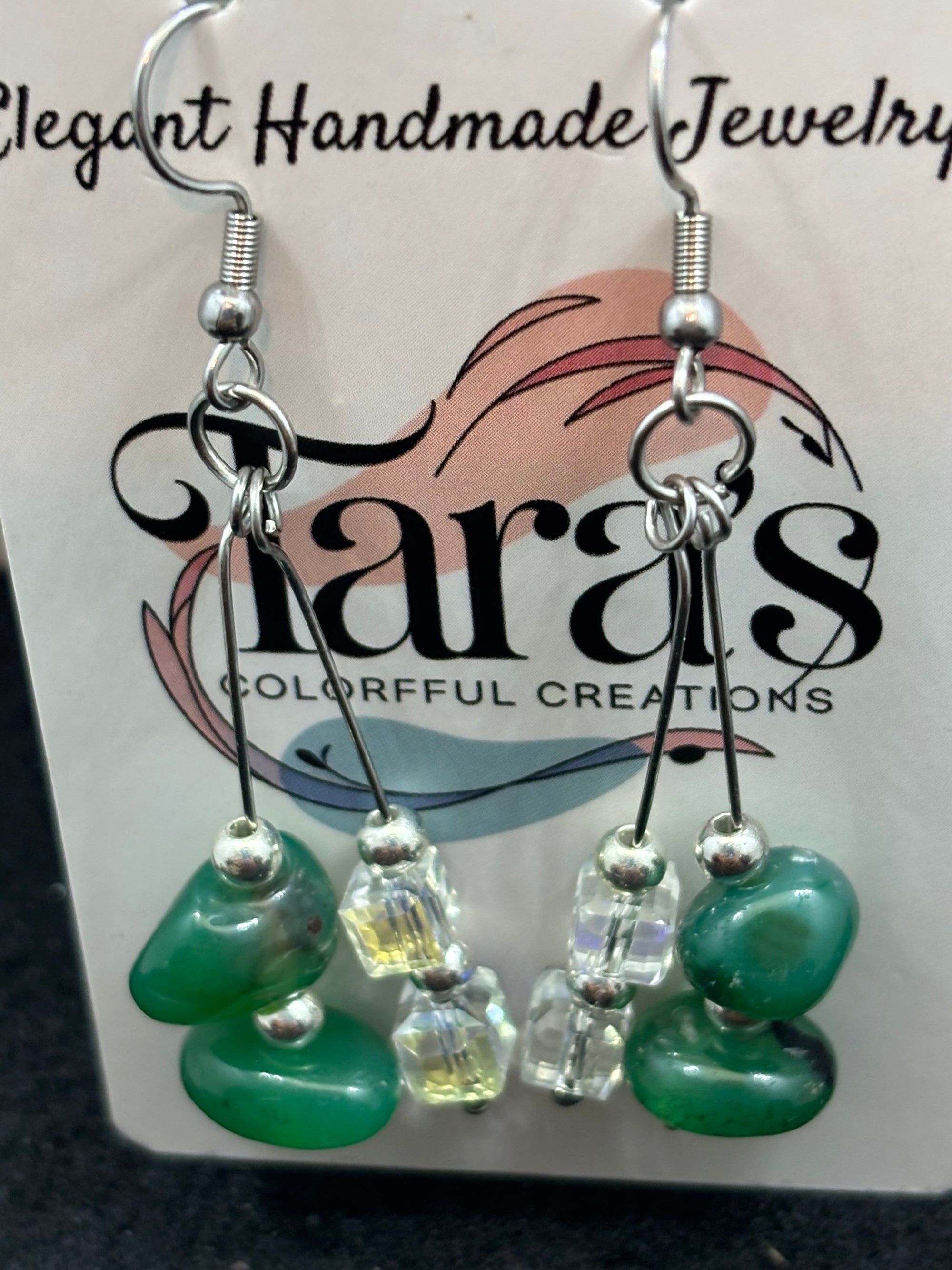 Double Jade and Double Glass Earrings