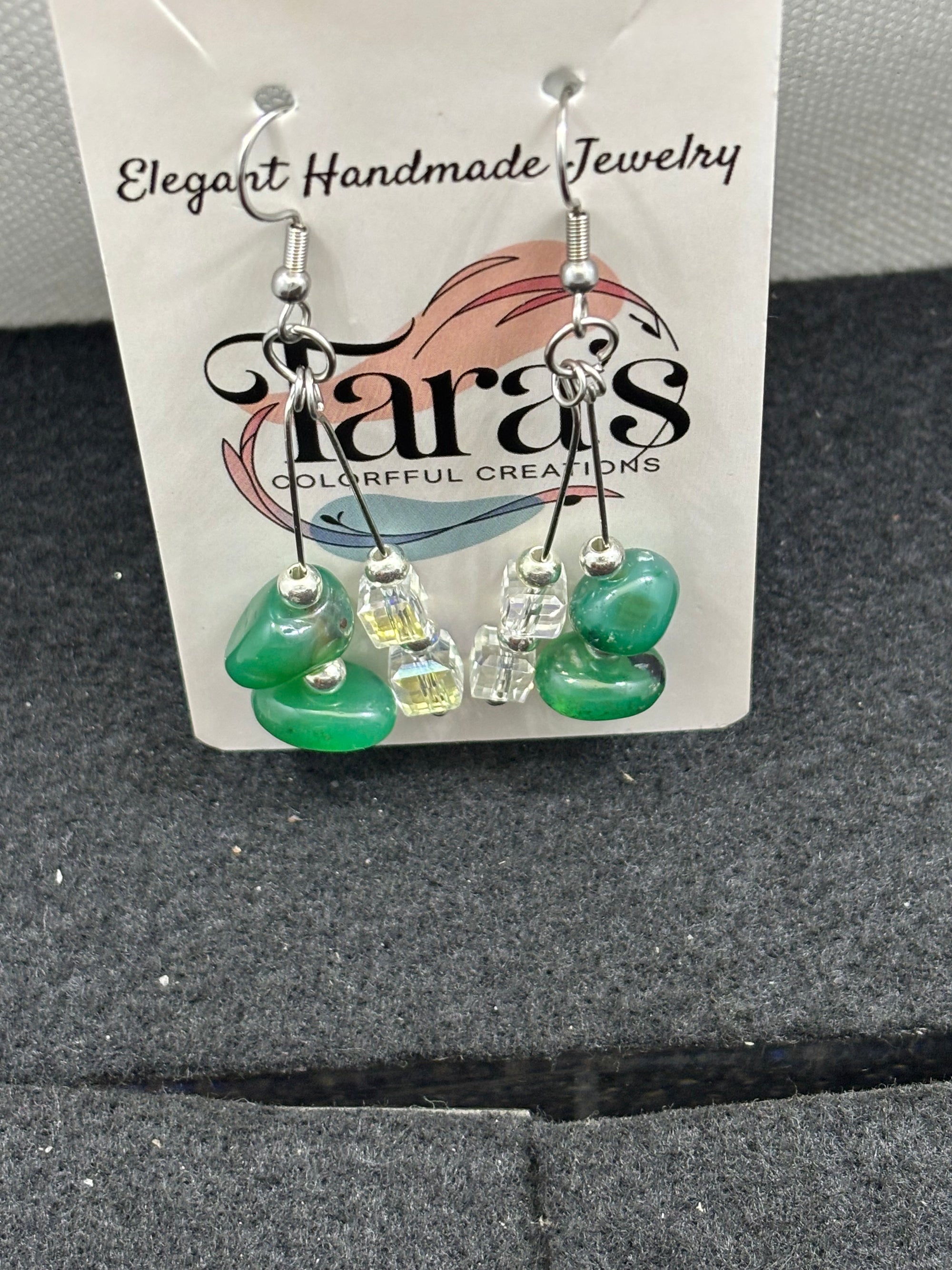 Double Jade and Double Glass Earrings