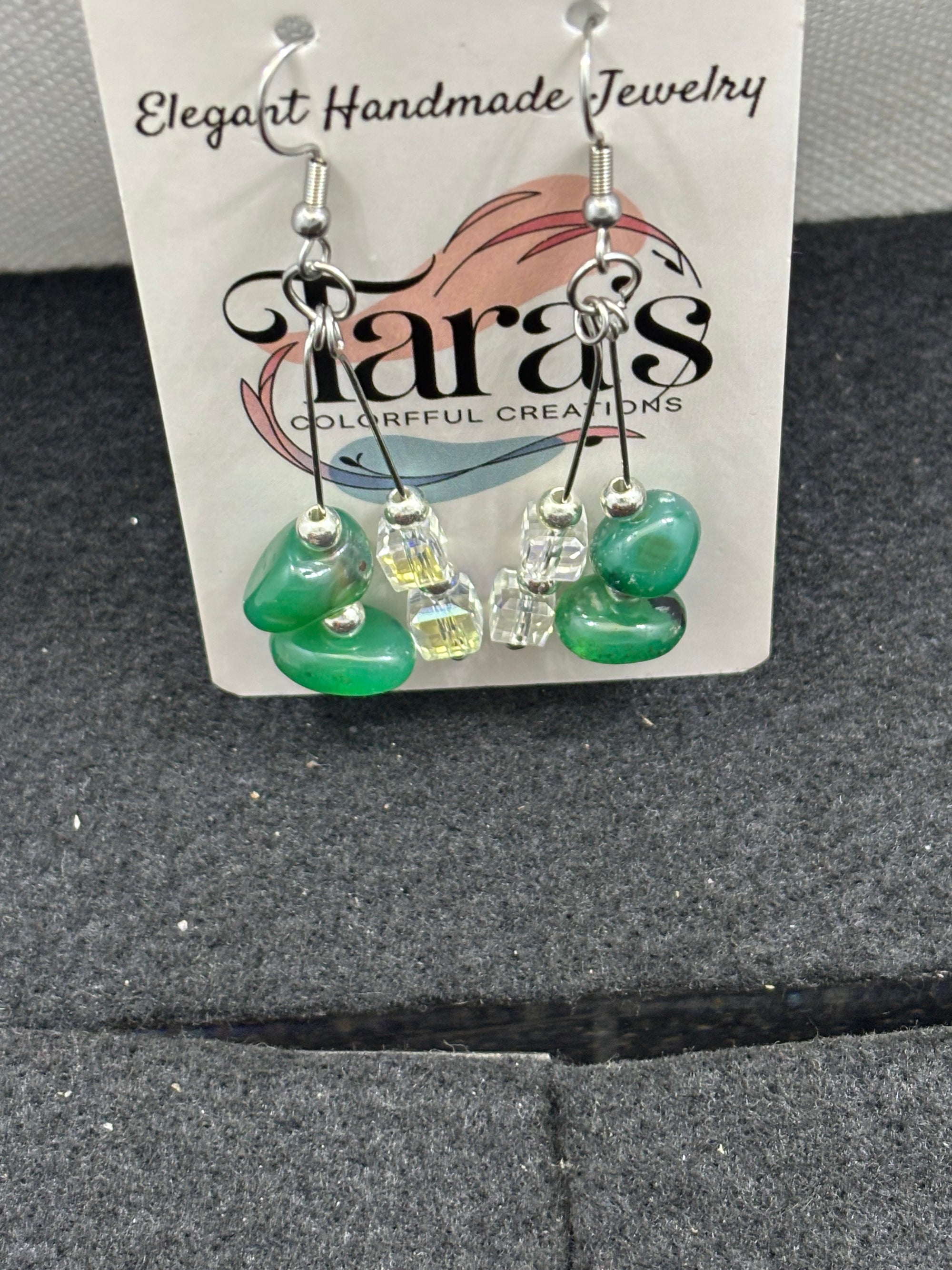 Double Jade and Double Glass Earrings