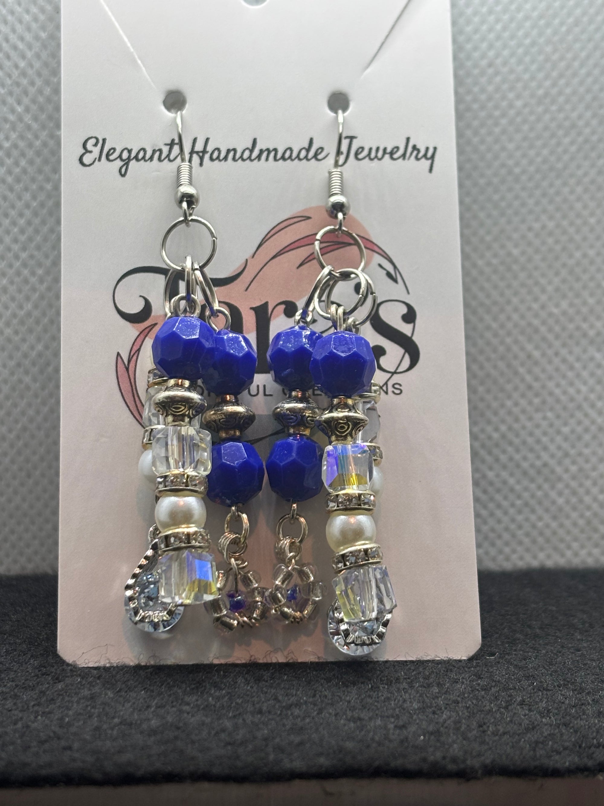 Blue and Glass Beaded Earrings
