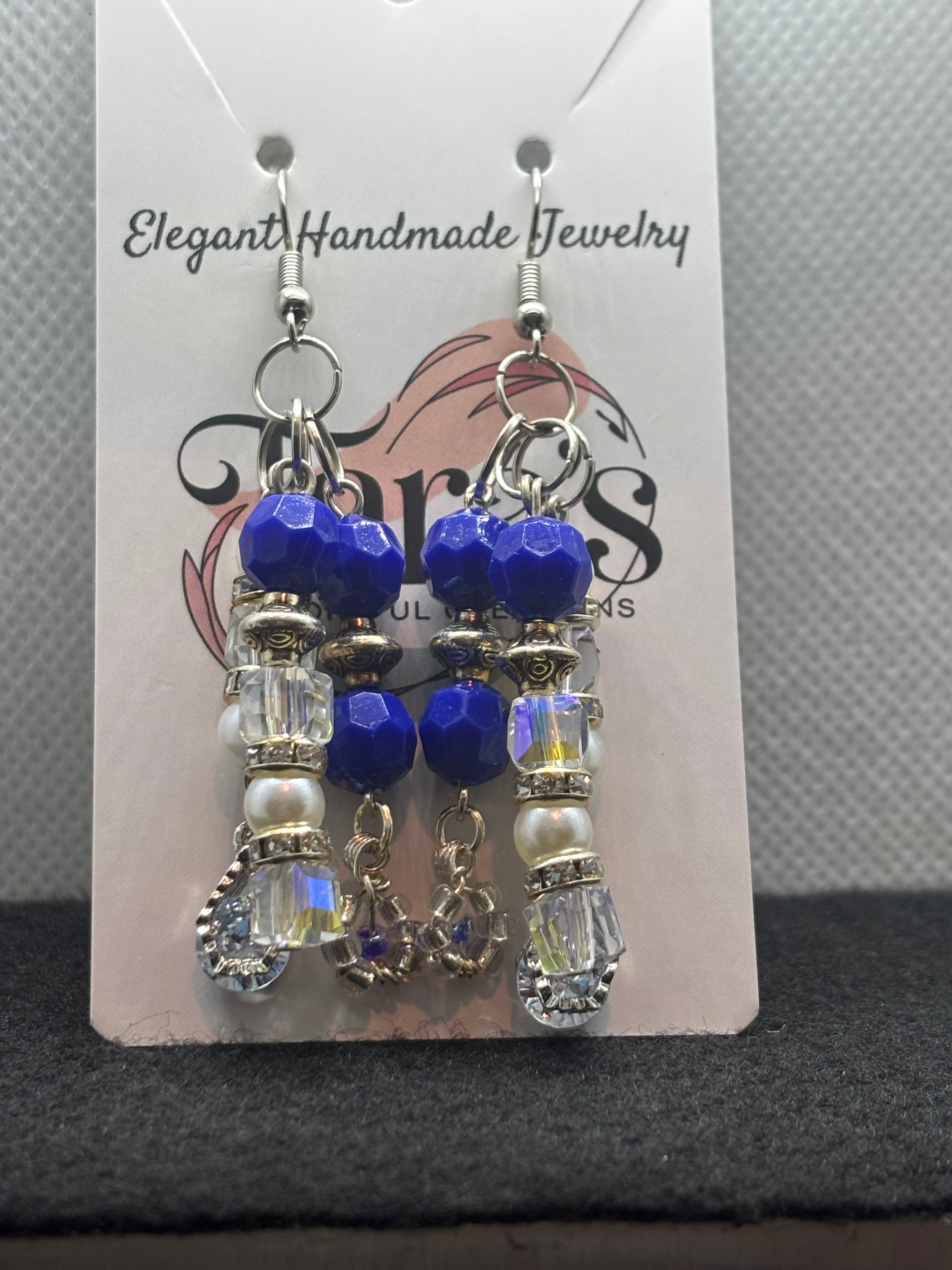 Blue and Glass Beaded Earrings