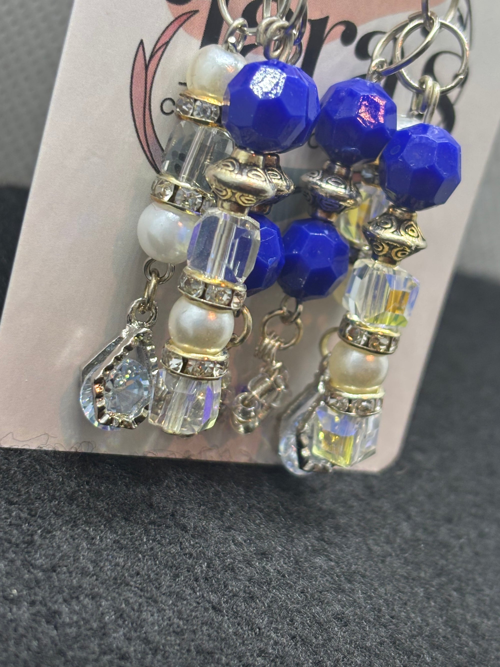 Blue and Glass Beaded Earrings