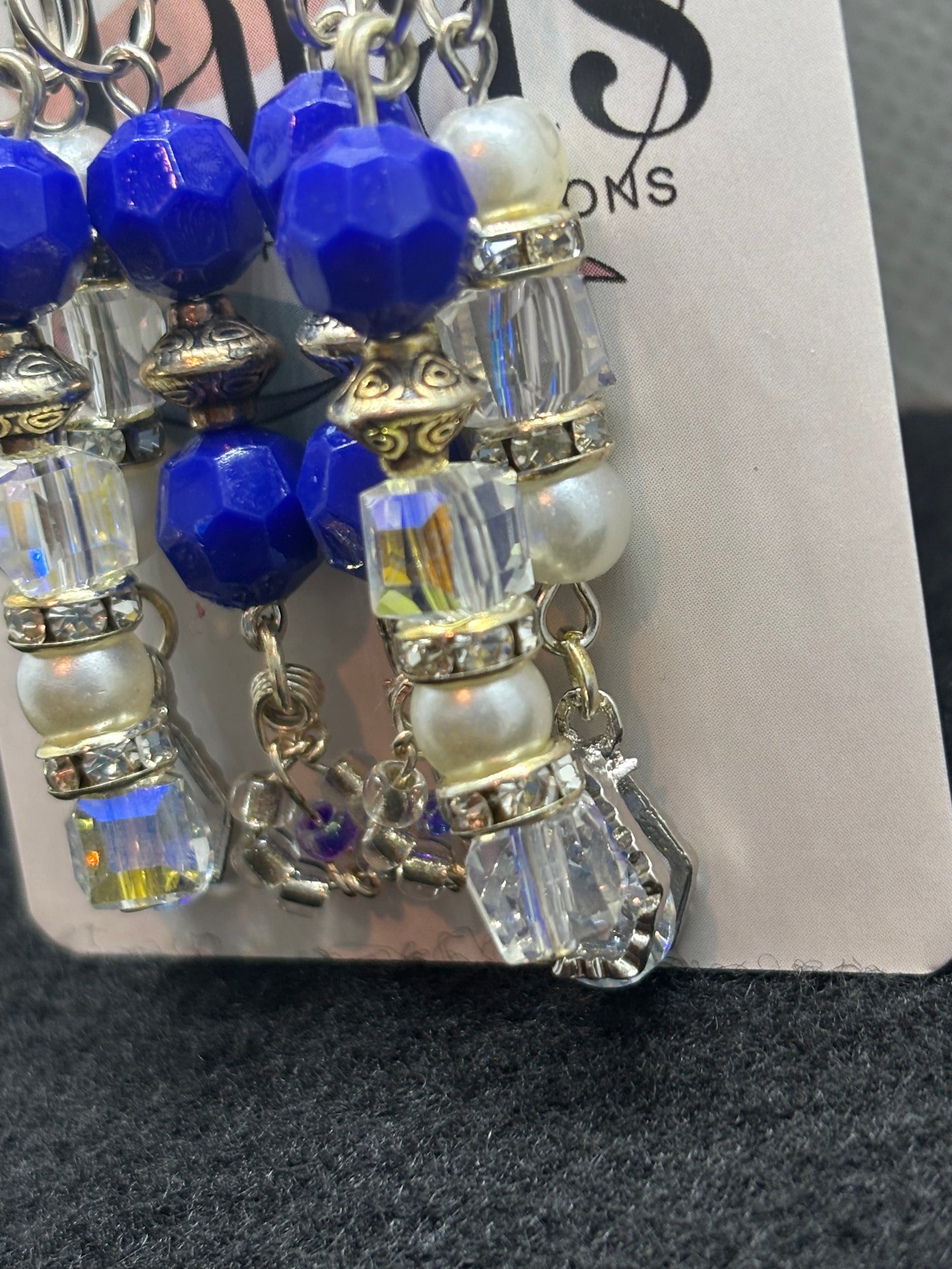 Blue and Glass Beaded Earrings