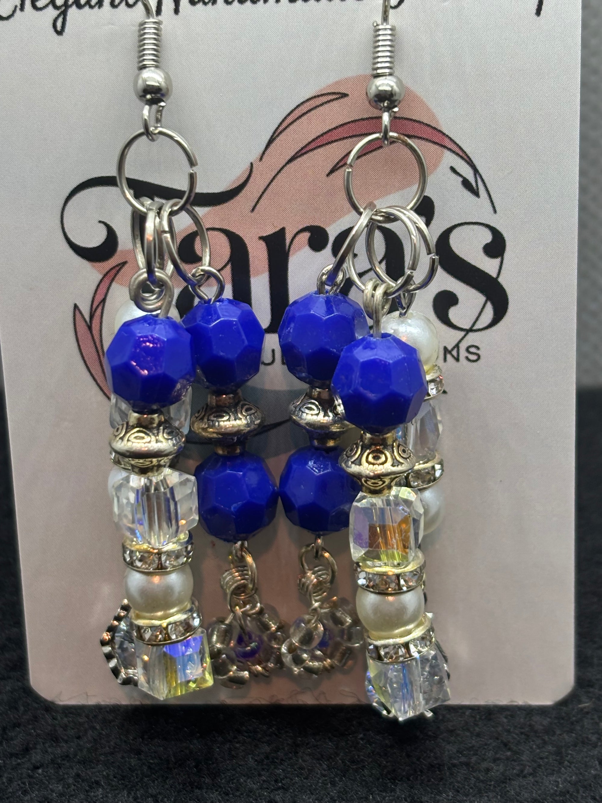 Blue and Glass Beaded Earrings