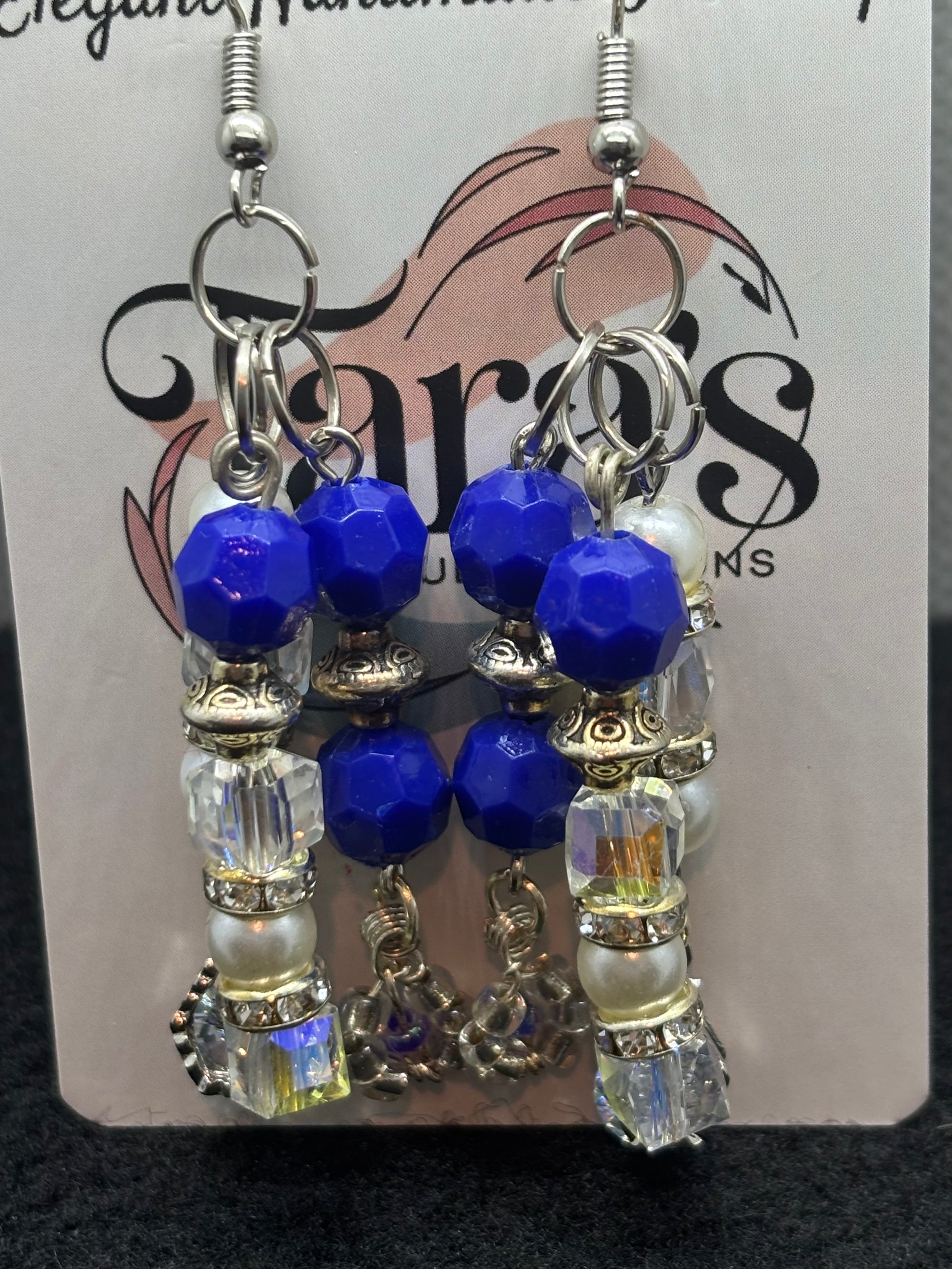 Blue and Glass Beaded Earrings
