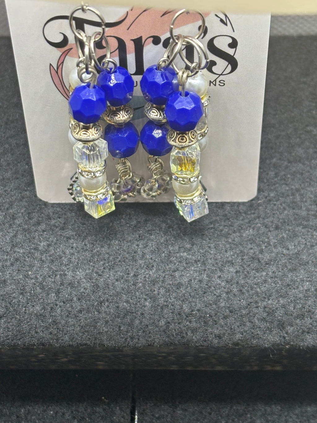 Blue and Glass Beaded Earrings
