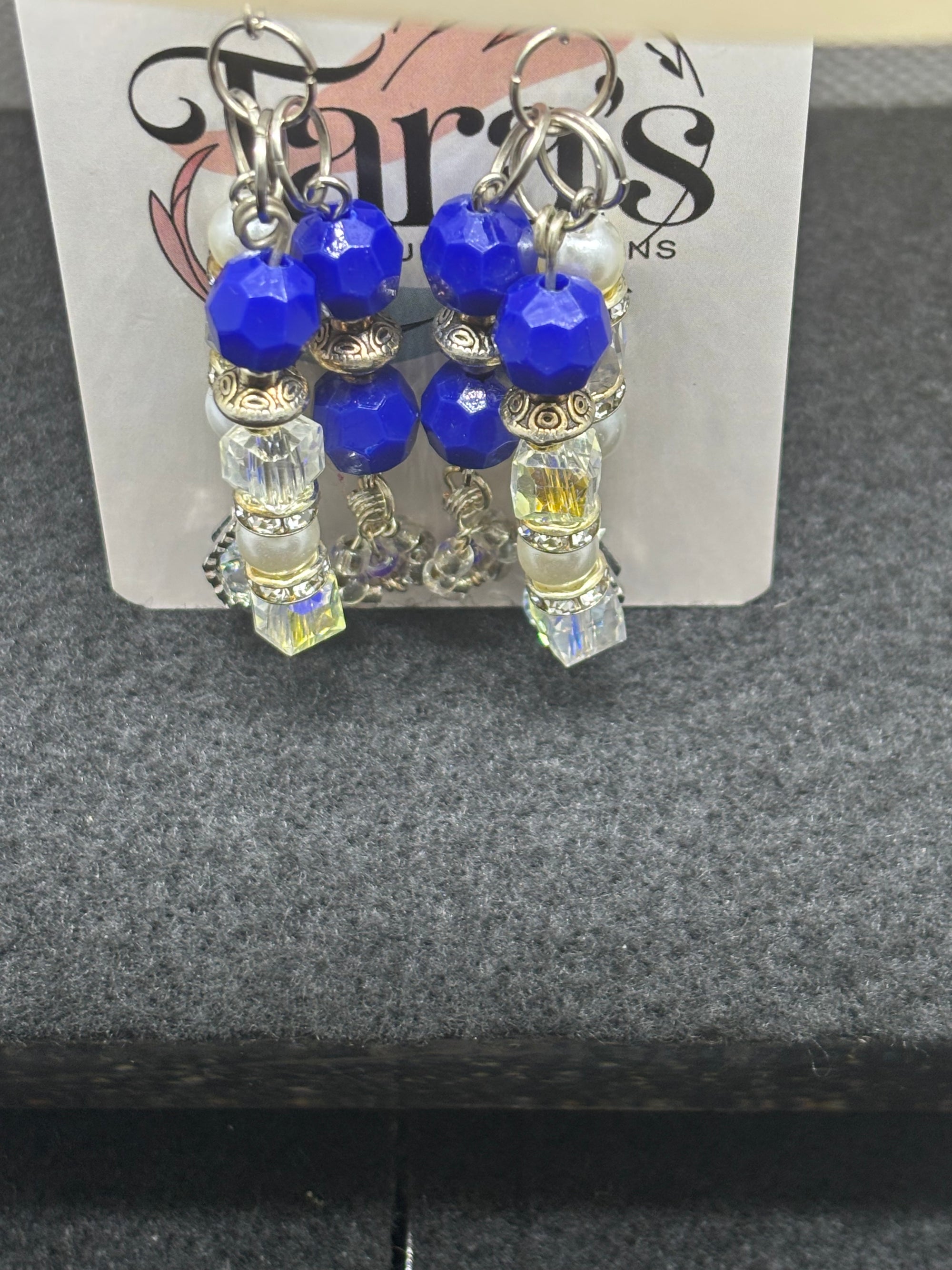 Blue and Glass Beaded Earrings