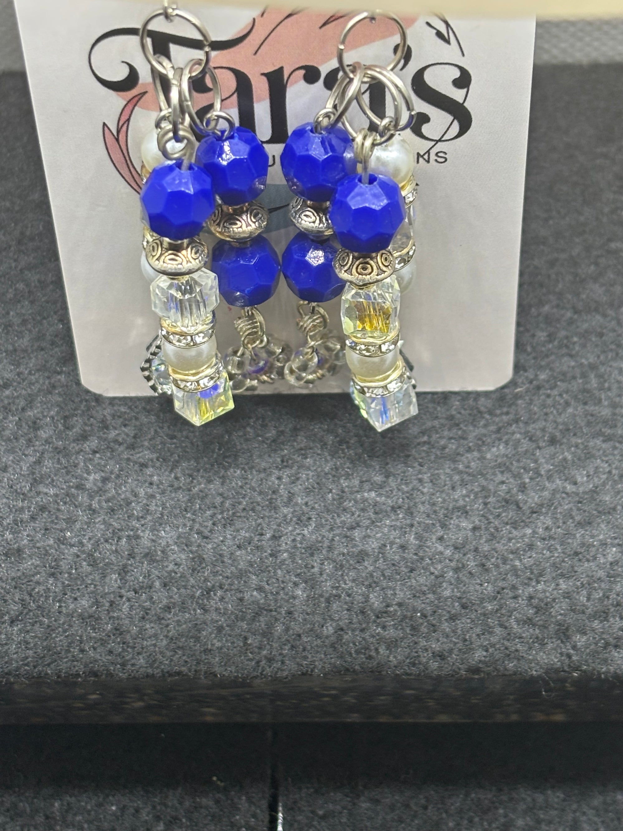 Blue and Glass Beaded Earrings
