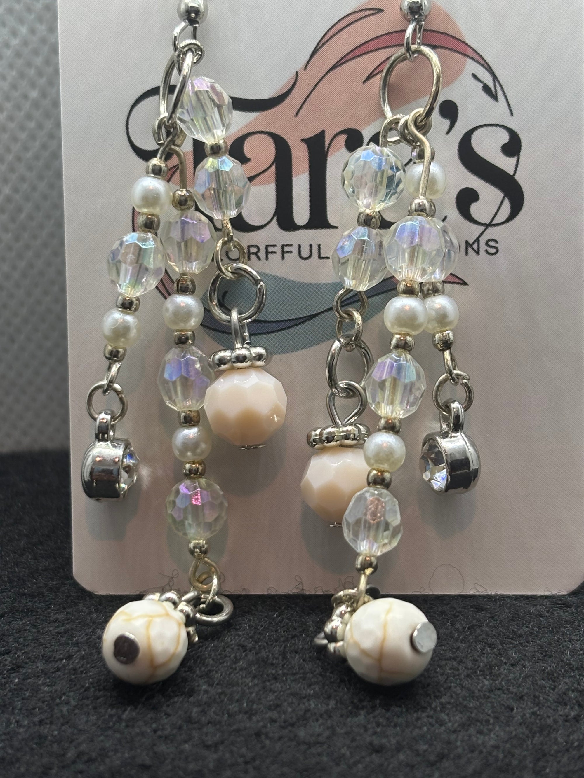 Pearl And Glass Beaded Earrings