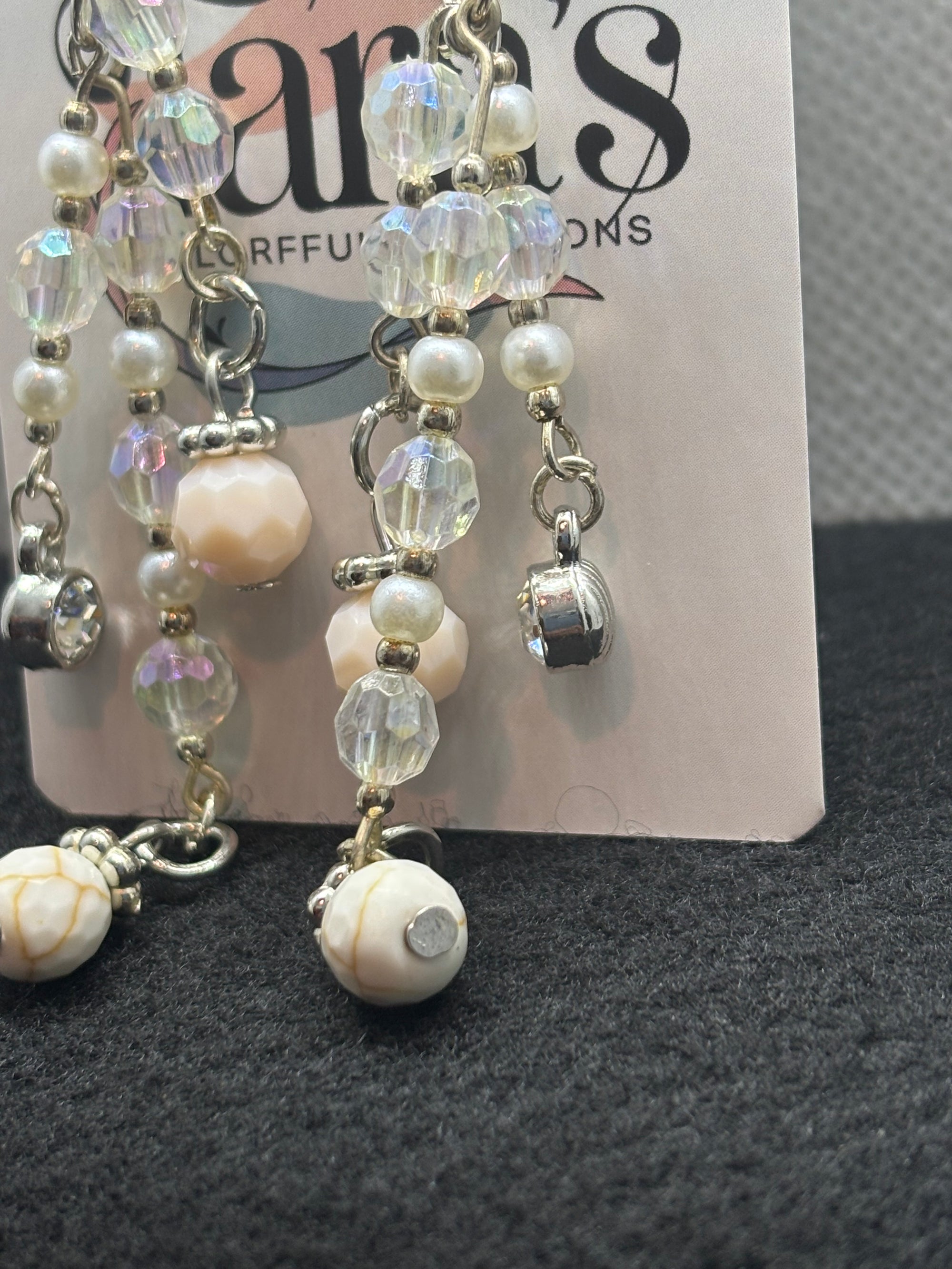 Pearl And Glass Beaded Earrings