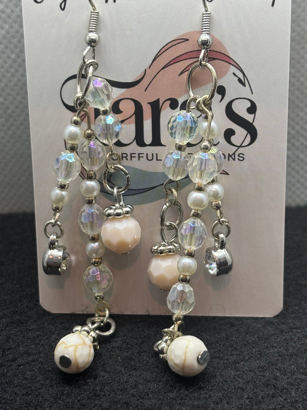 Pearl And Glass Beaded Earrings