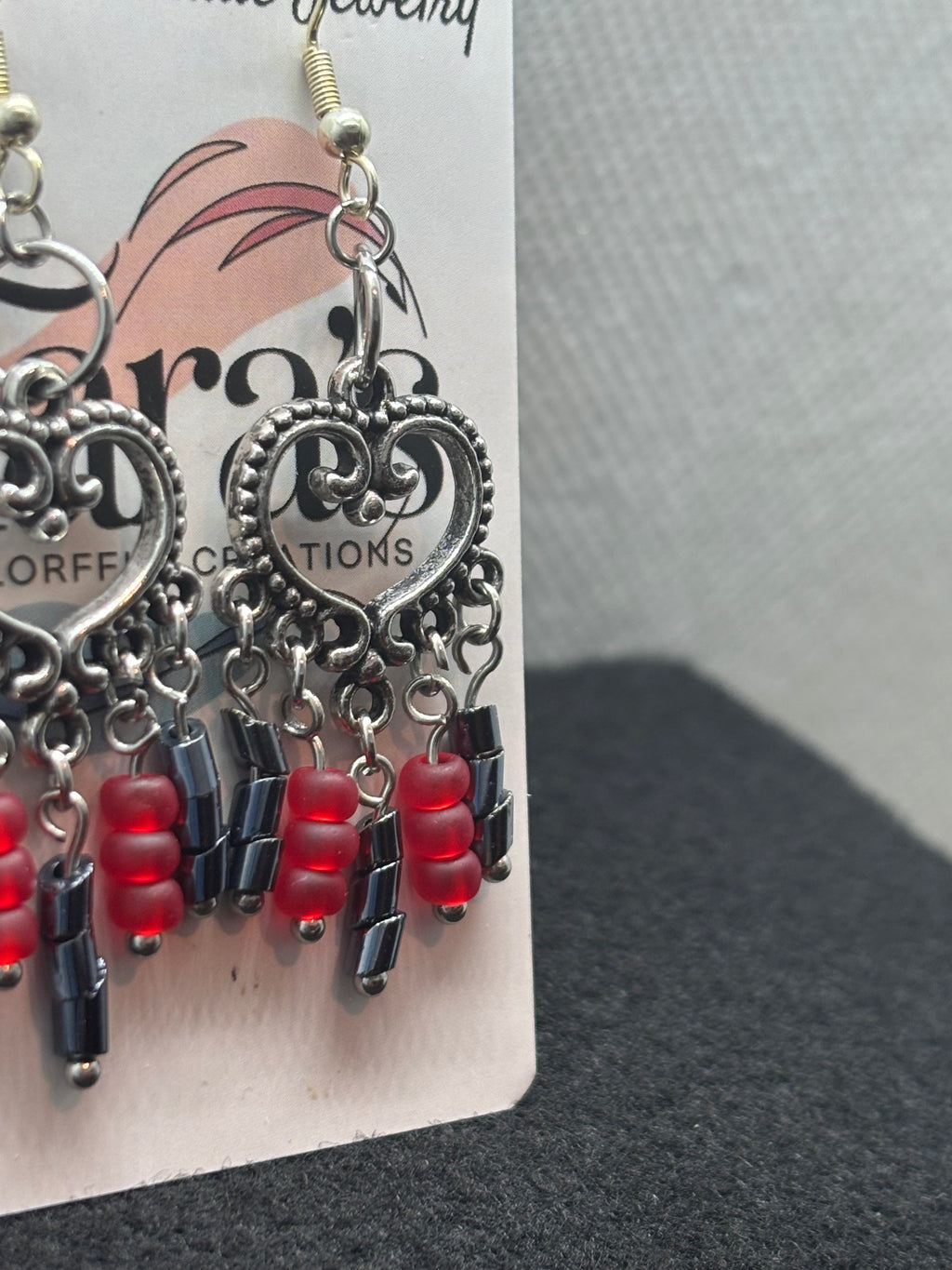Black and Red Chandelier Earrings
