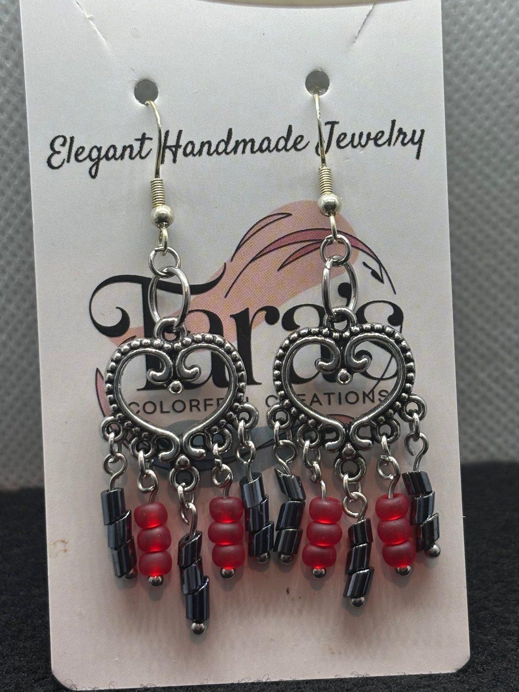 Black and Red Chandelier Earrings