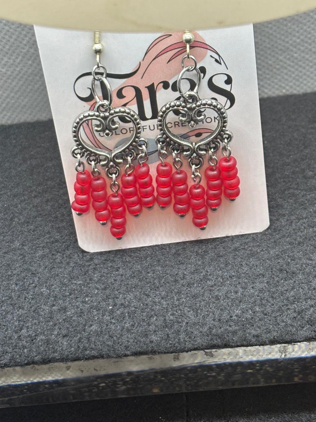 Red Heart Chandelier Earrings