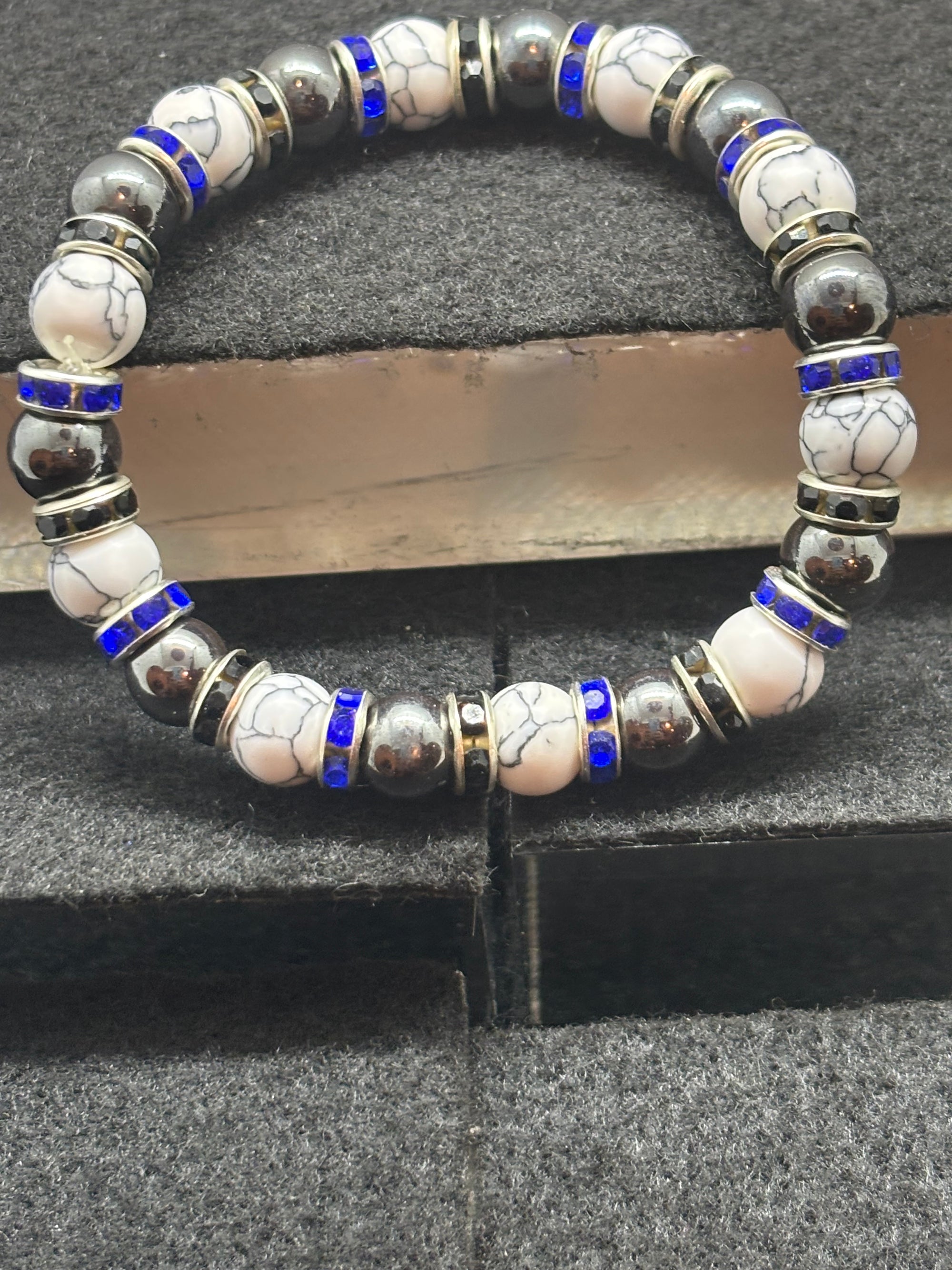 Howl Lite and Hematite Beaded Bracelet
