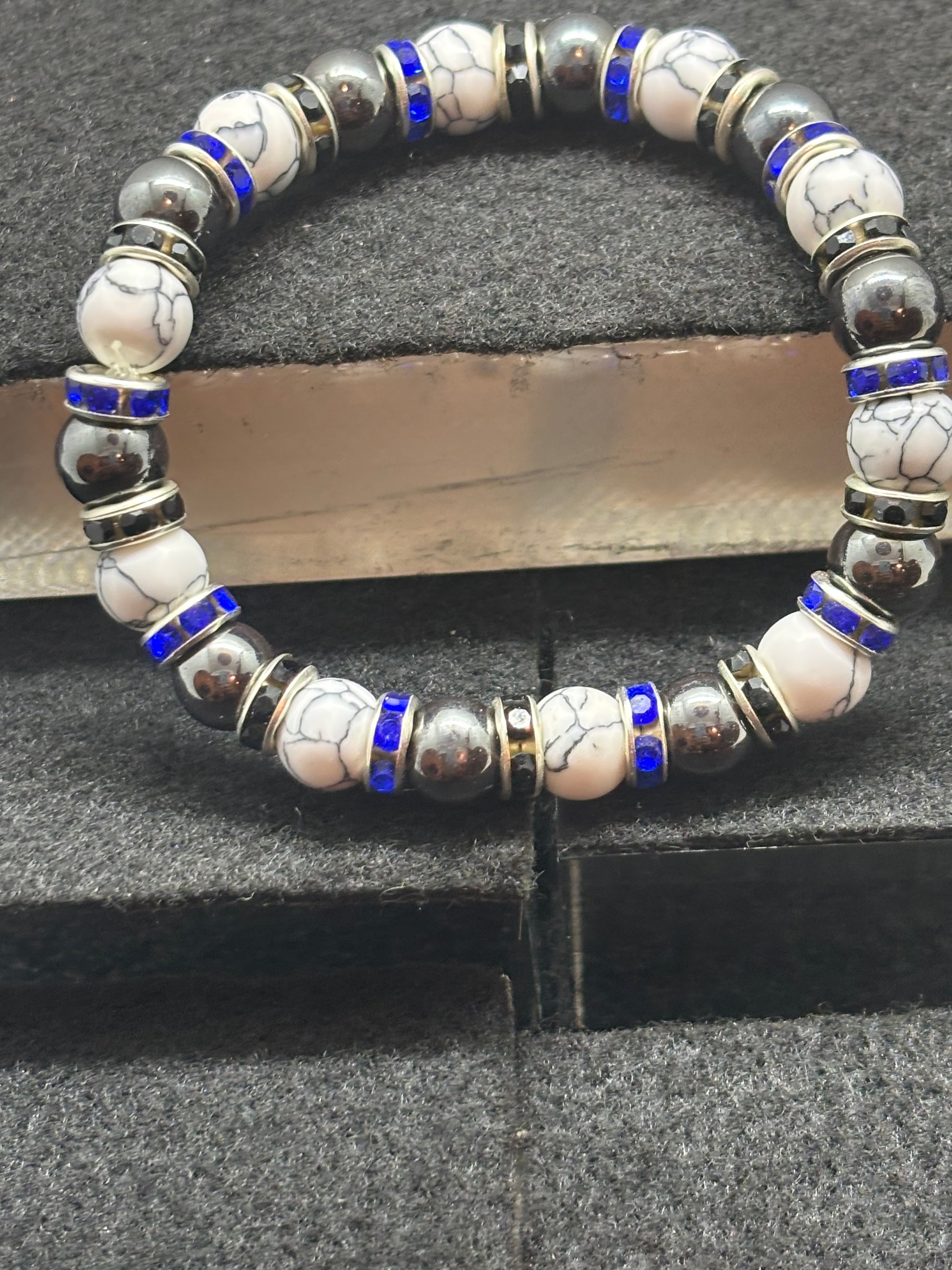 Howl Lite and Hematite Beaded Bracelet