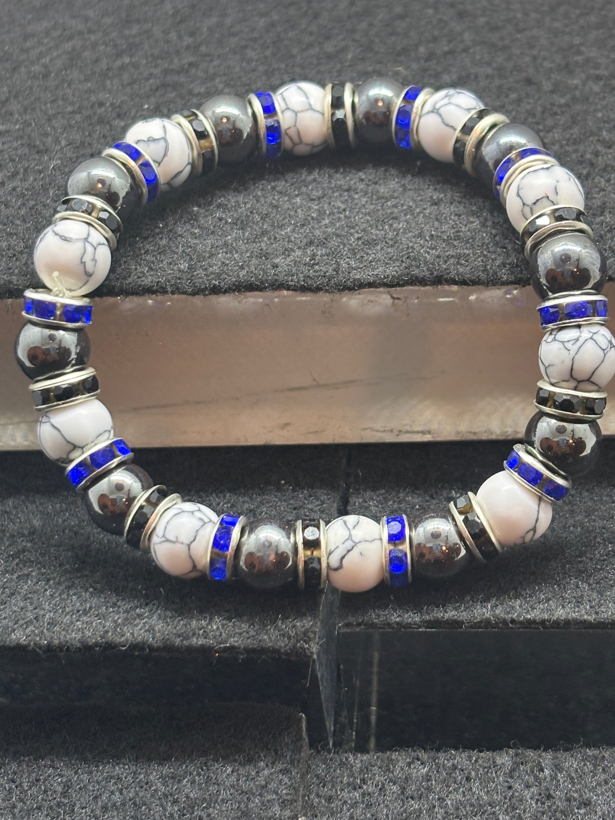 Howl Lite and Hematite Beaded Bracelet