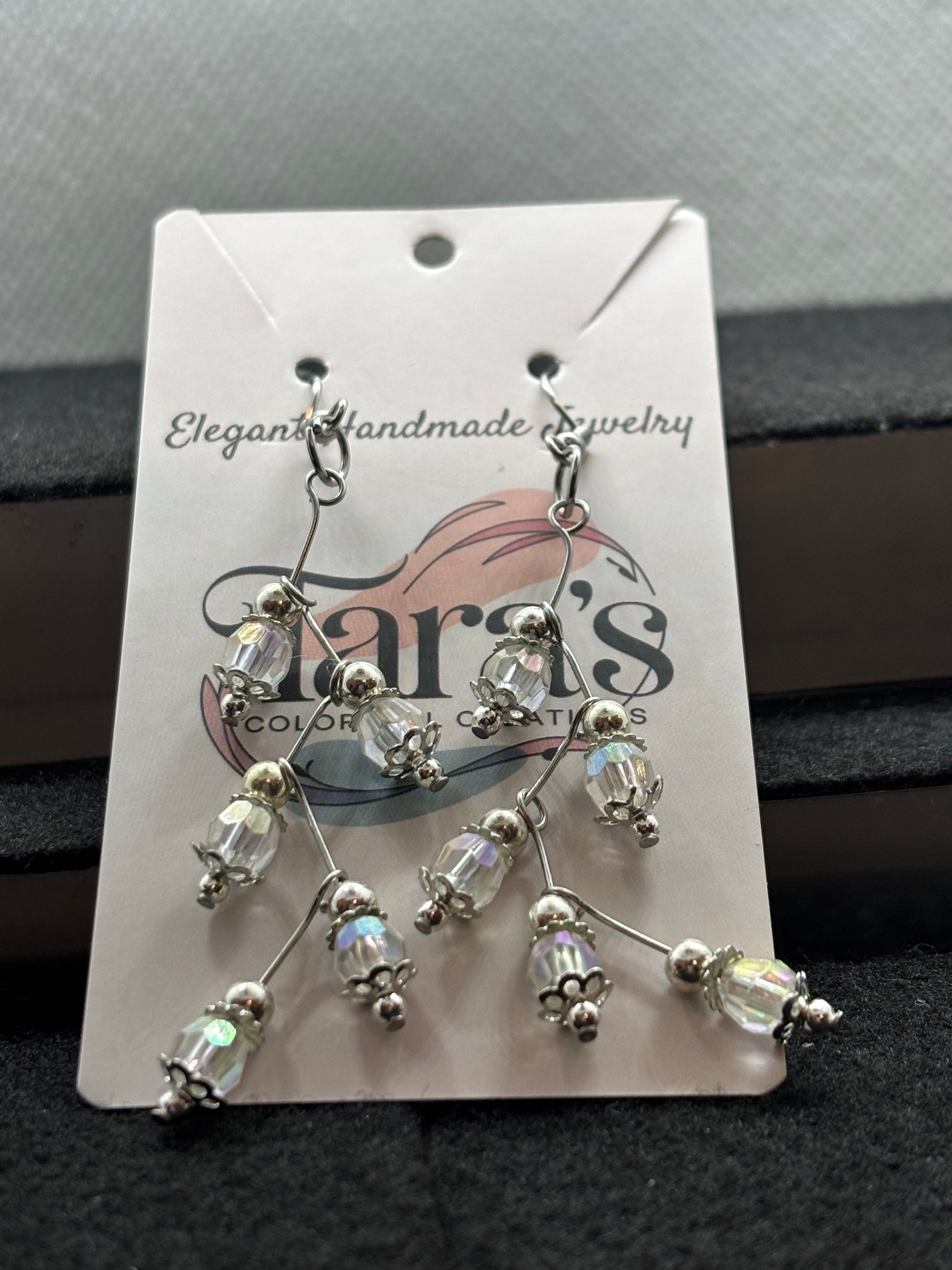 Clear Beaded Stager Earring